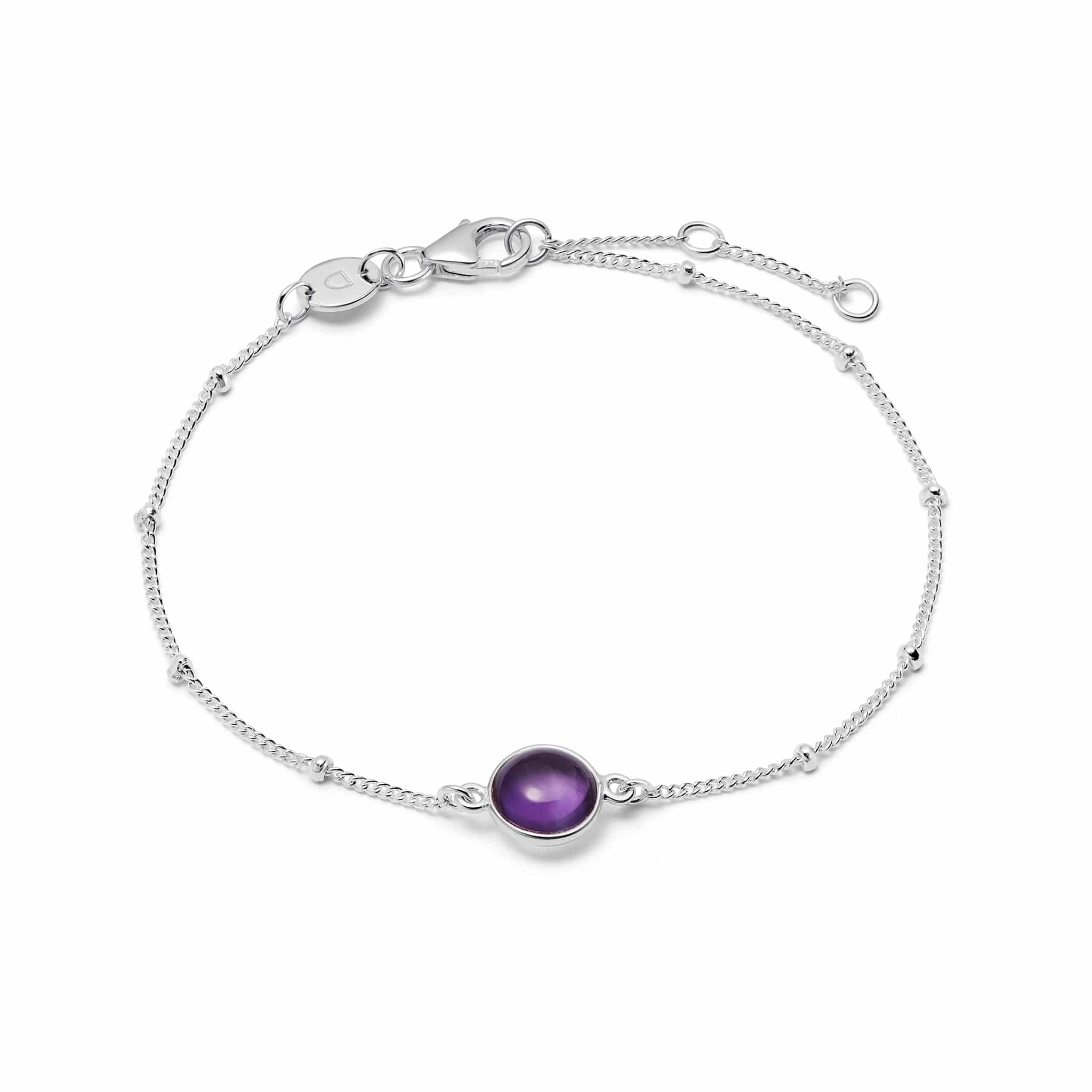 Amethyst Healing Stone Bobble Bracelet - Silver