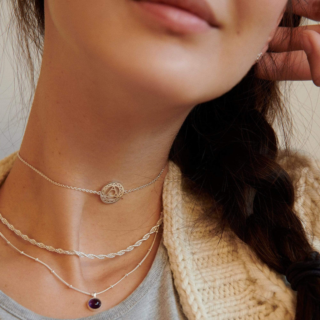 Amethyst Healing Stone Necklace - Silver