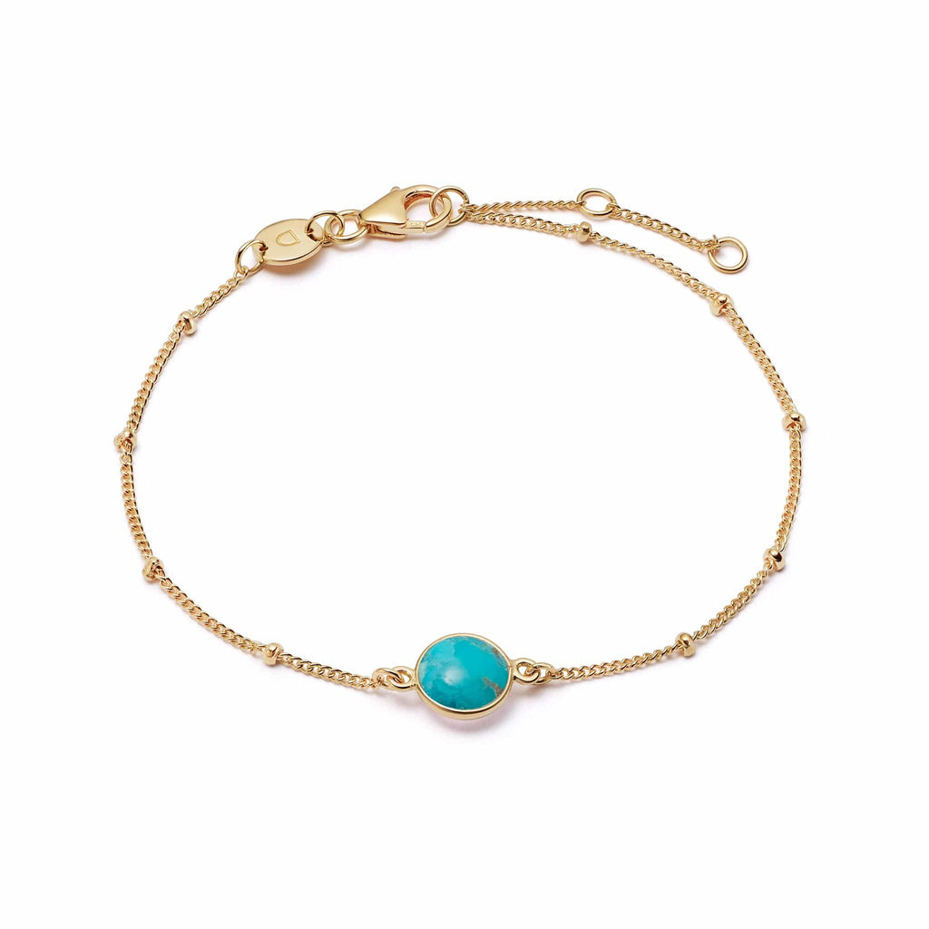Turquoise Healing Stone Bobble Bracelet - Gold