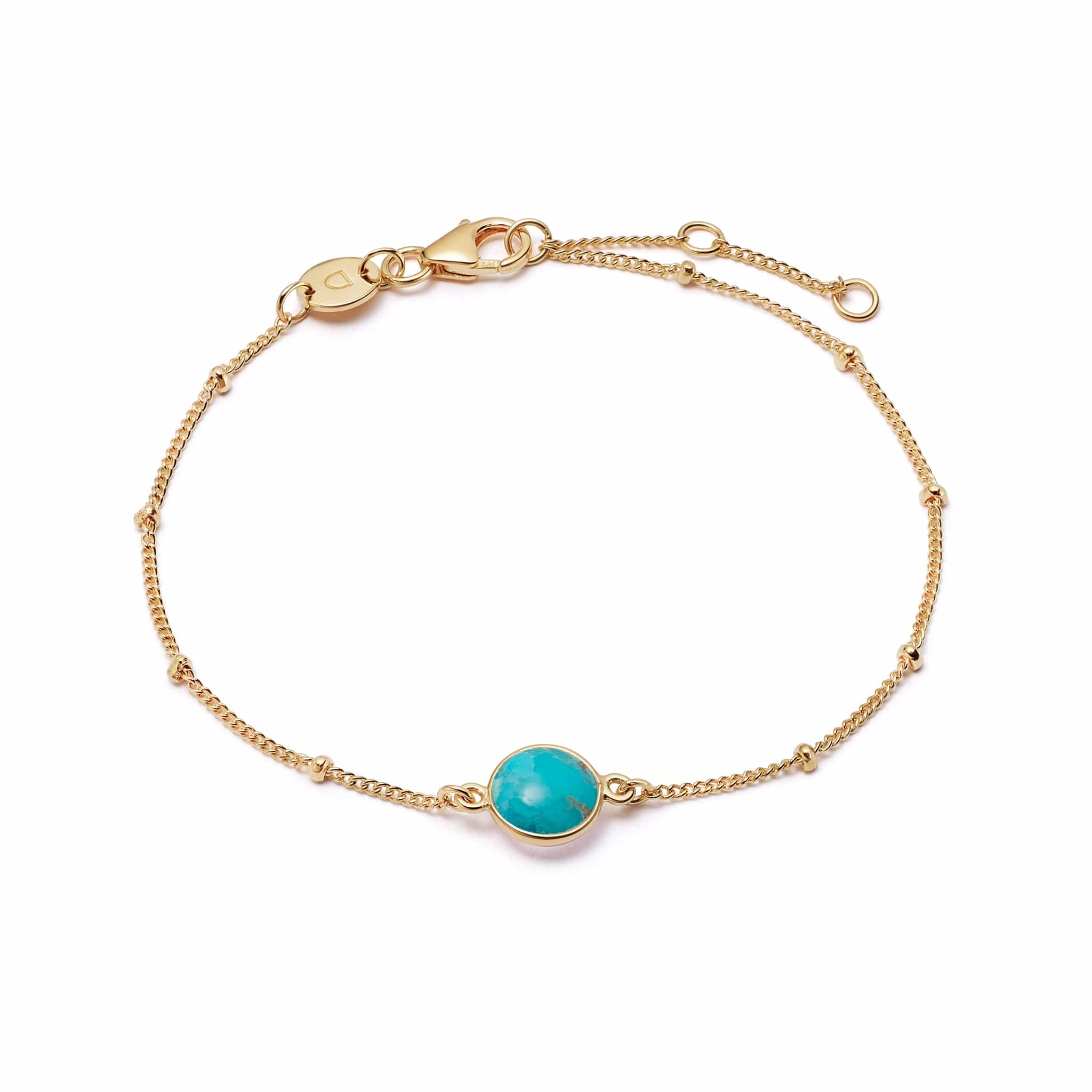 Turquoise Healing Stone Bobble Bracelet - Gold