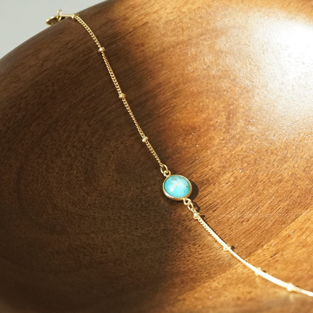 Turquoise Healing Stone Bobble Bracelet - Gold