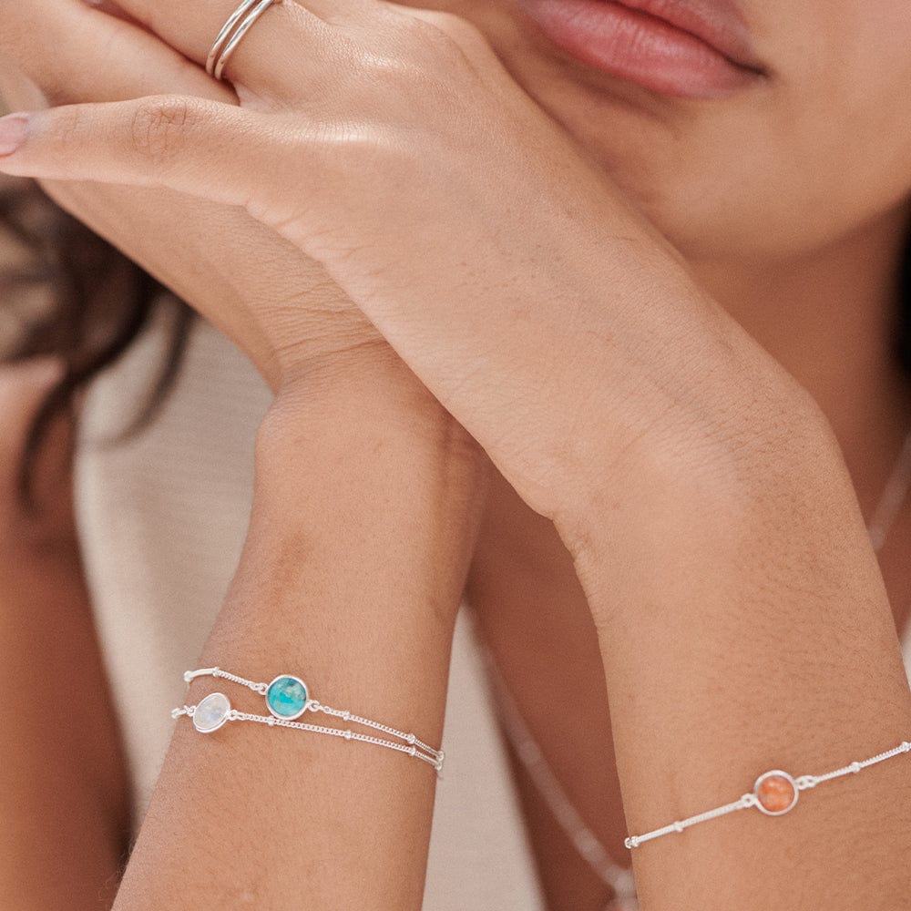 Turquoise Healing Stone Bobble Bracelet - Silver