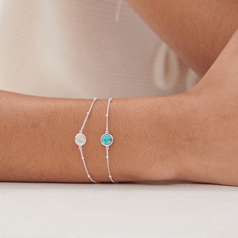 Turquoise Healing Stone Bobble Bracelet - Silver