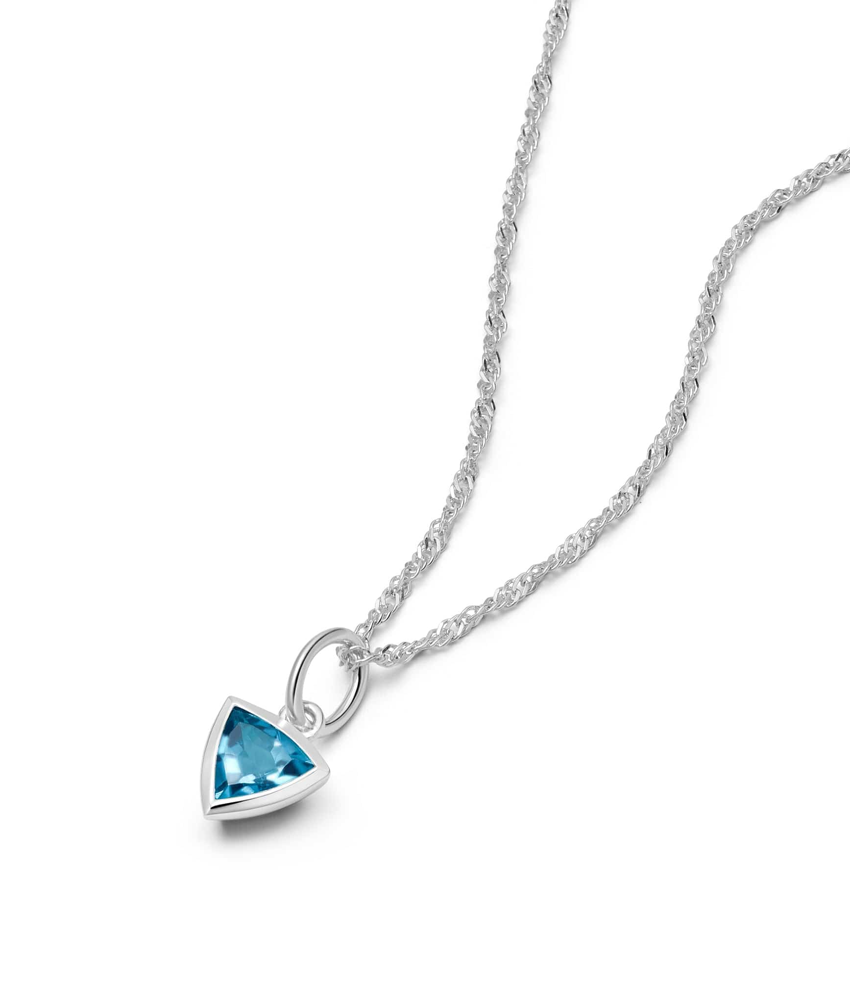 December Blue Topaz Birthstone Necklace - Sterling Silver