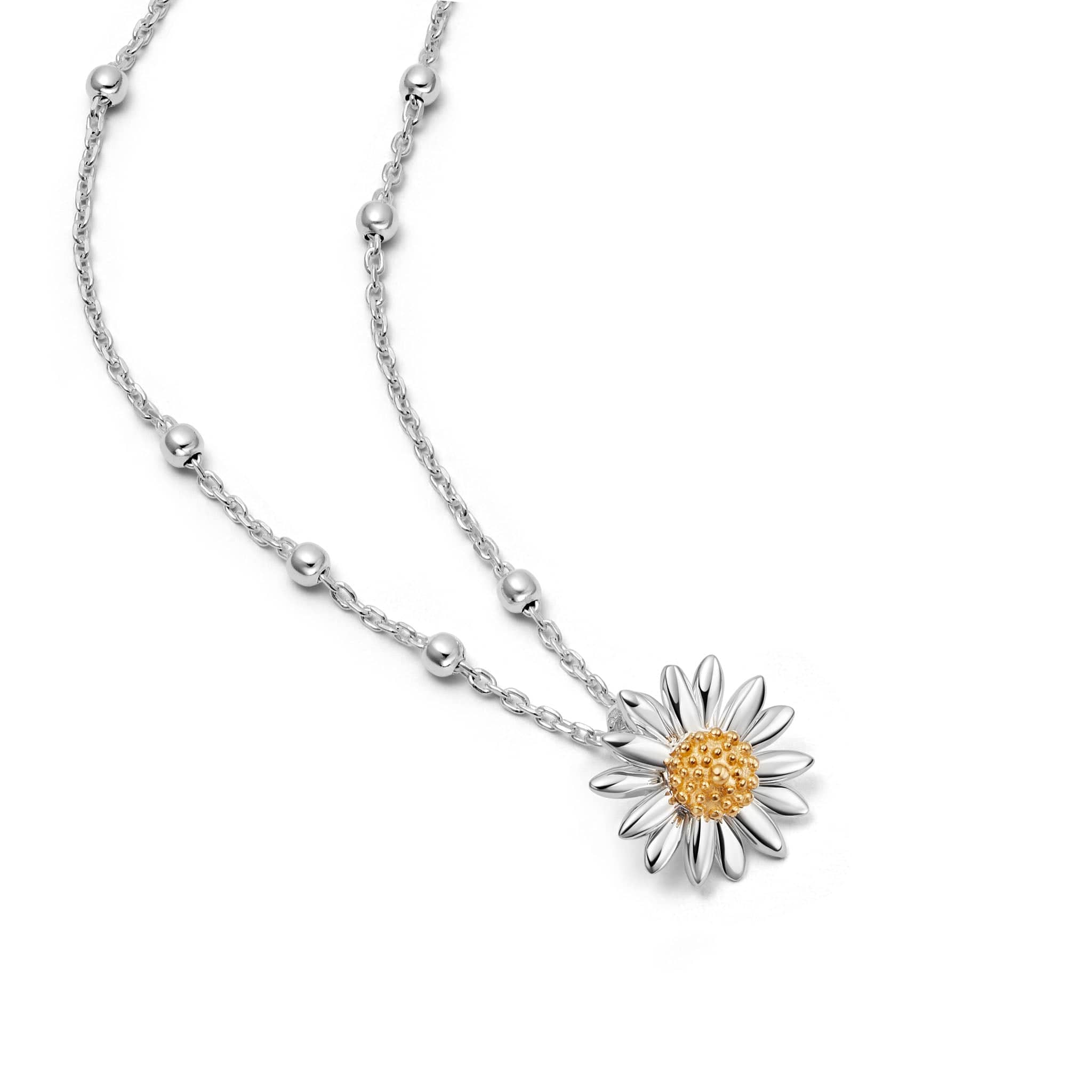 Small English Daisy Necklace - Silver