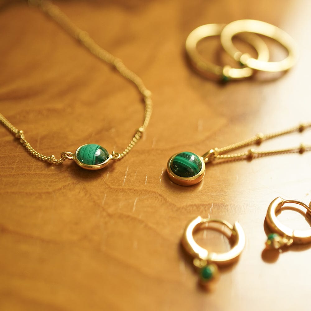 Malachite Healing Stone Bobble Bracelet - Gold