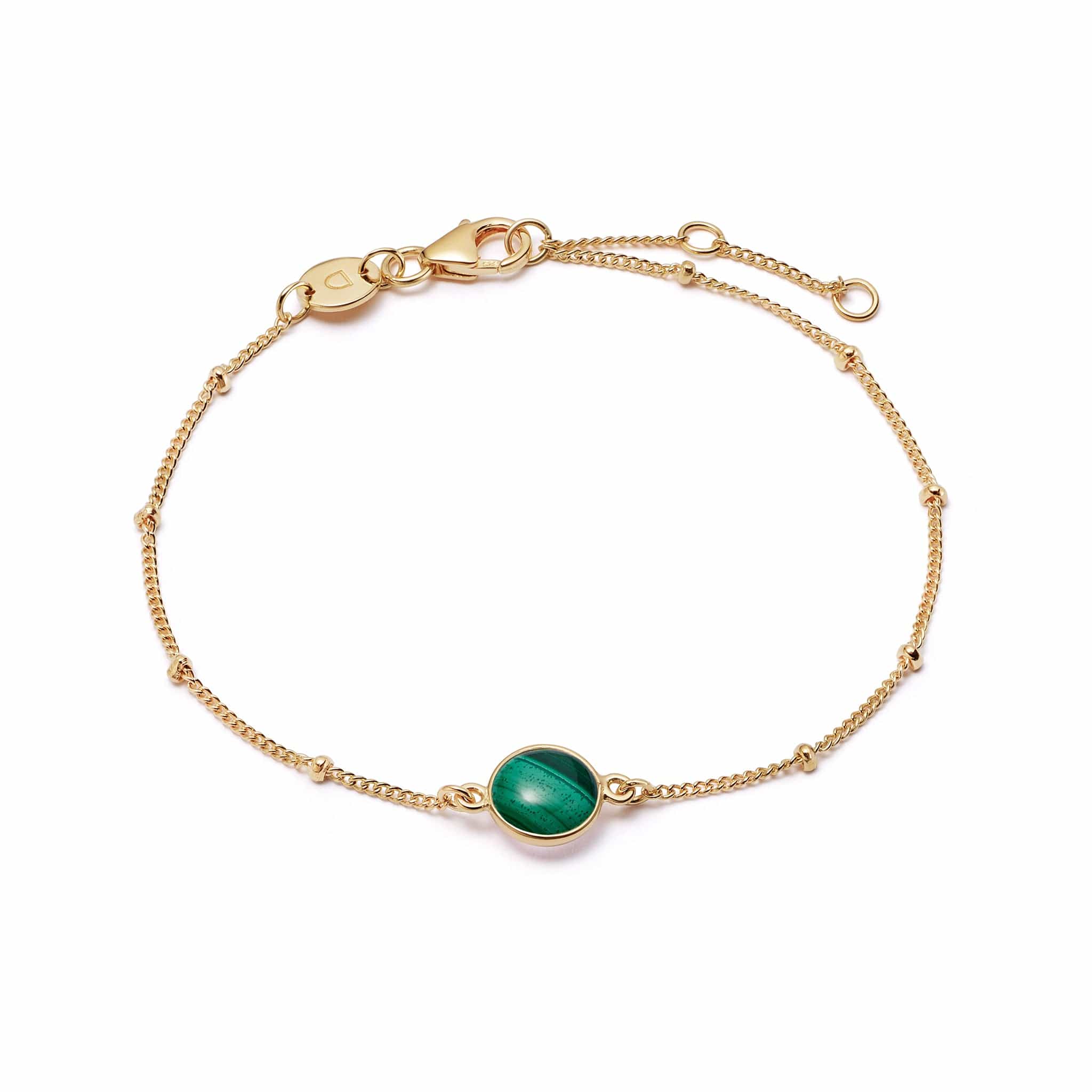 Malachite Healing Stone Bobble Bracelet - Gold