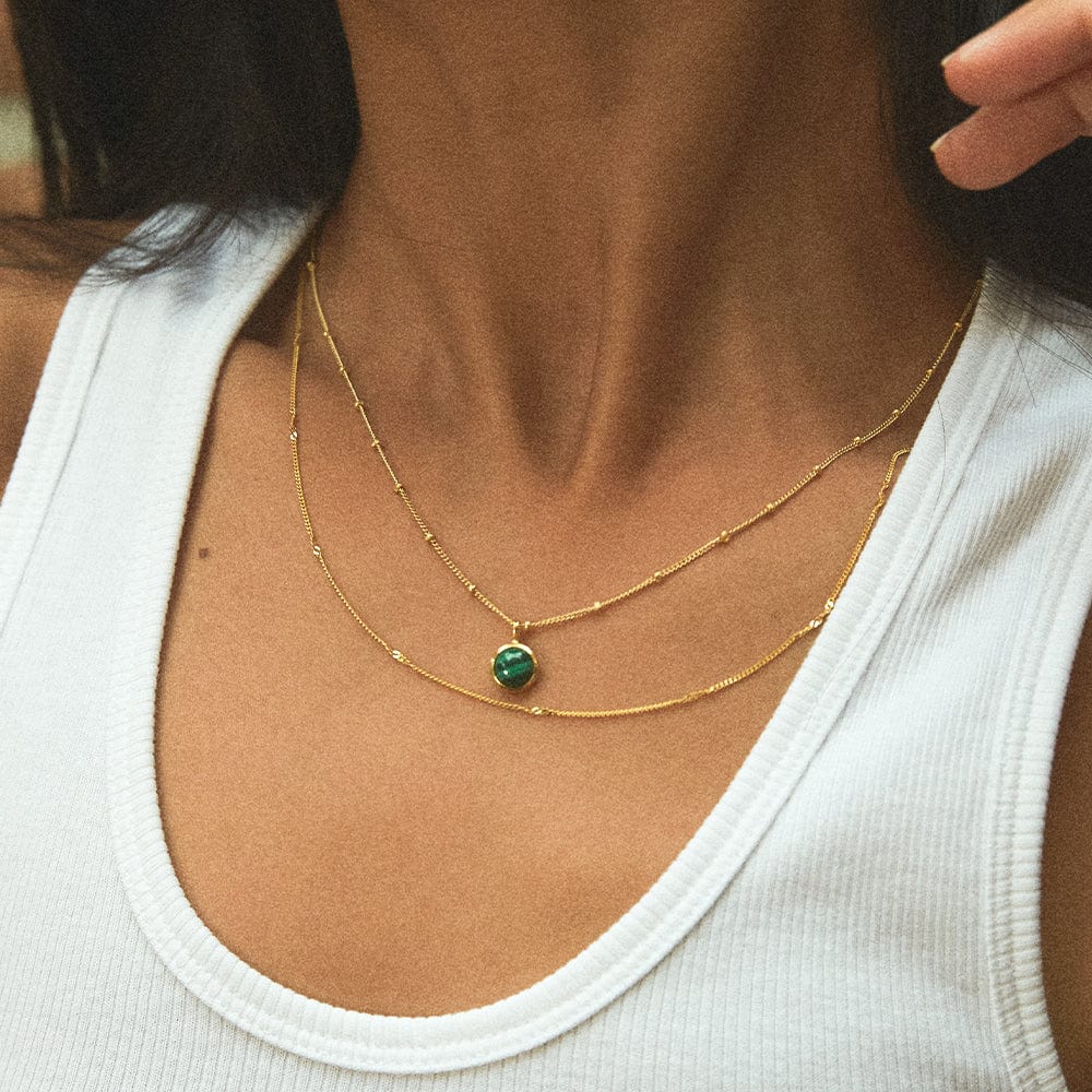 Malachite Healing Stone Necklace - Gold