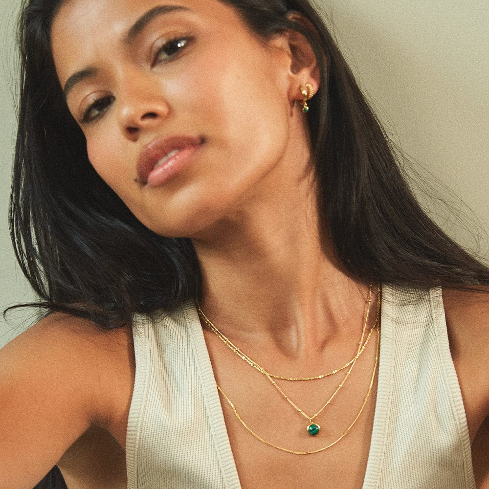 Malachite Healing Stone Necklace - Gold