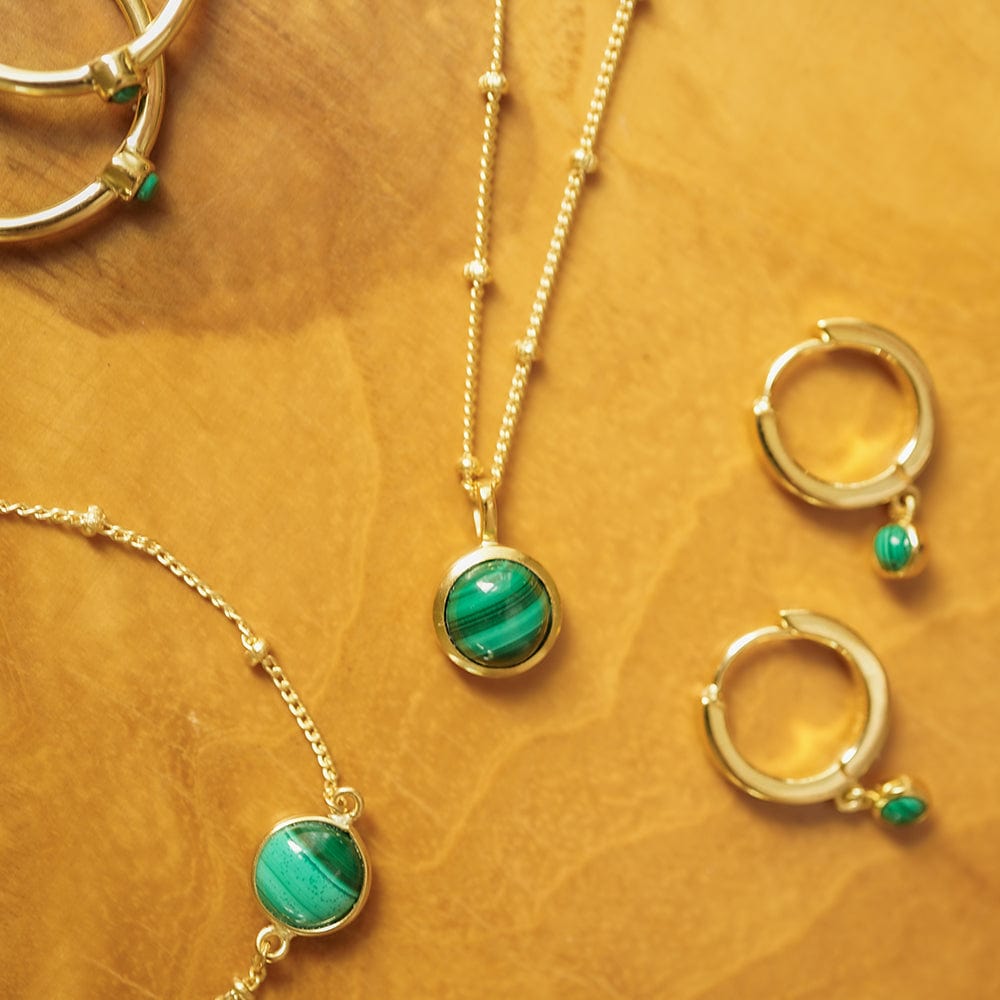 Malachite Healing Stone Necklace - Gold
