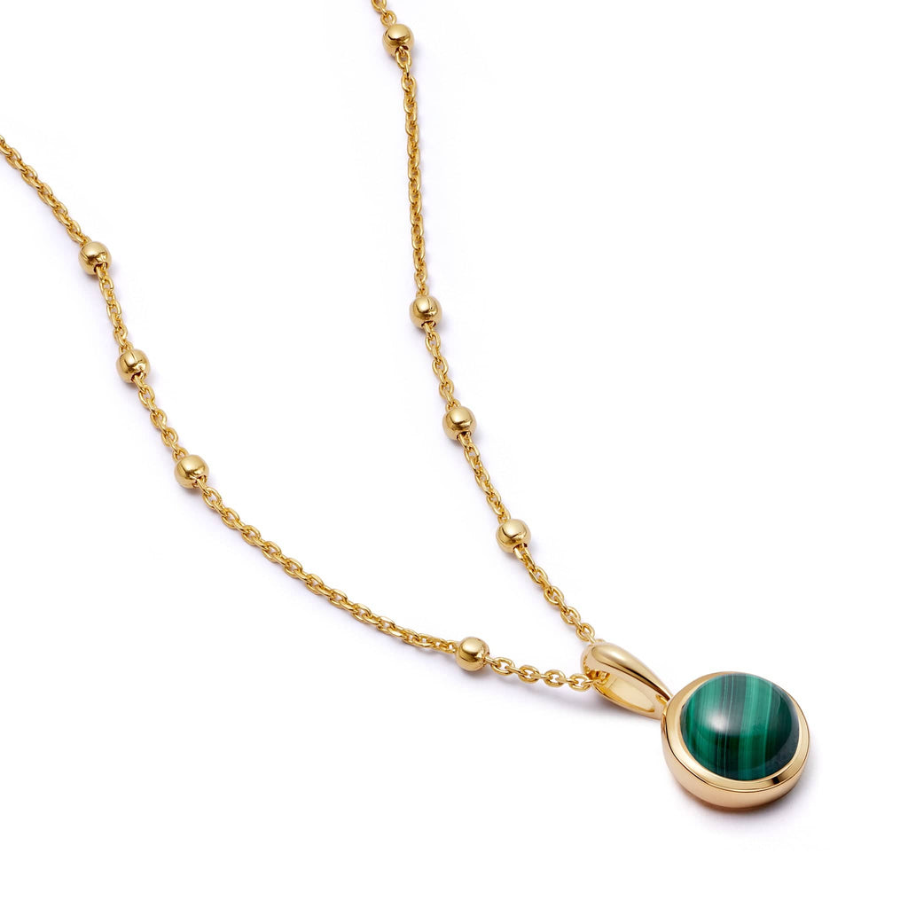 Malachite Healing Stone Necklace - Gold