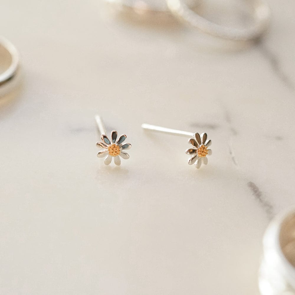 Vintage Daisy 5mm Earrings - Silver