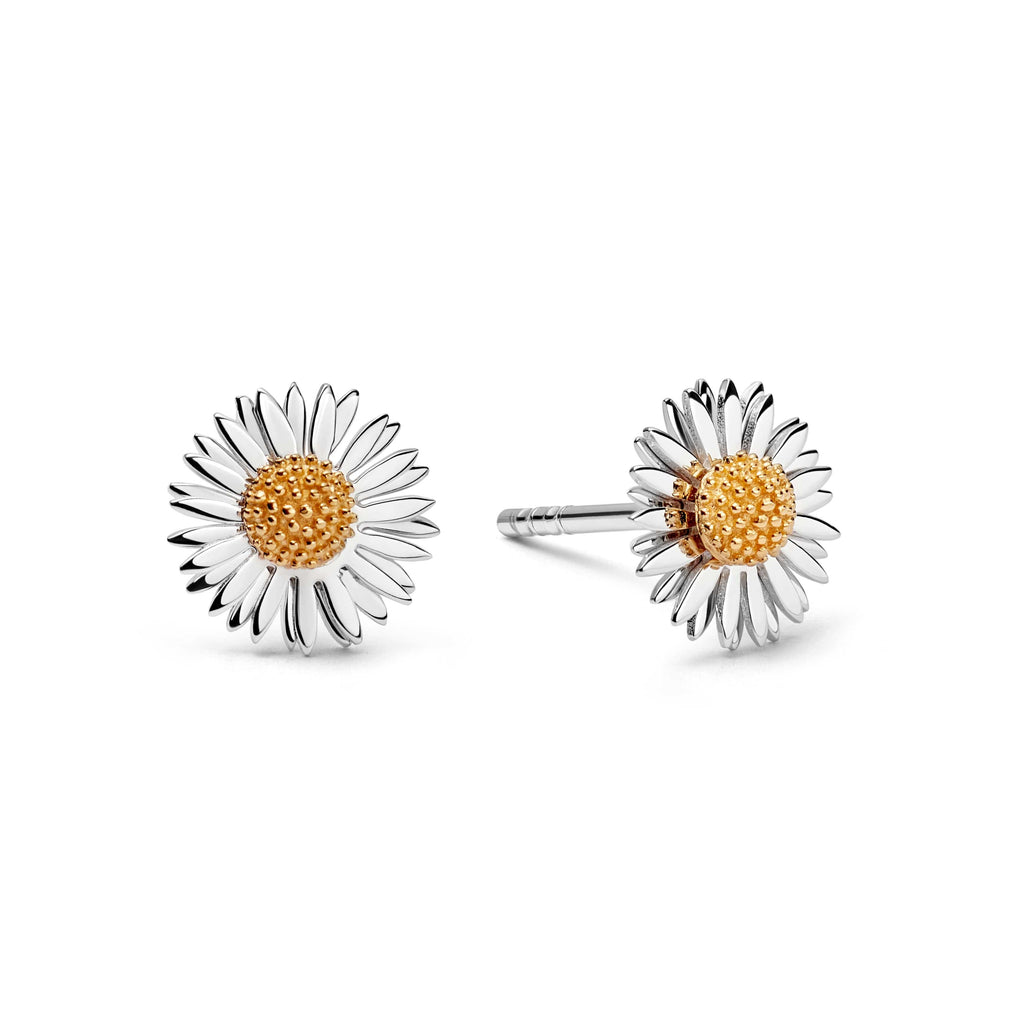 Vintage Daisy 8mm Michaelmas Earrings - Silver