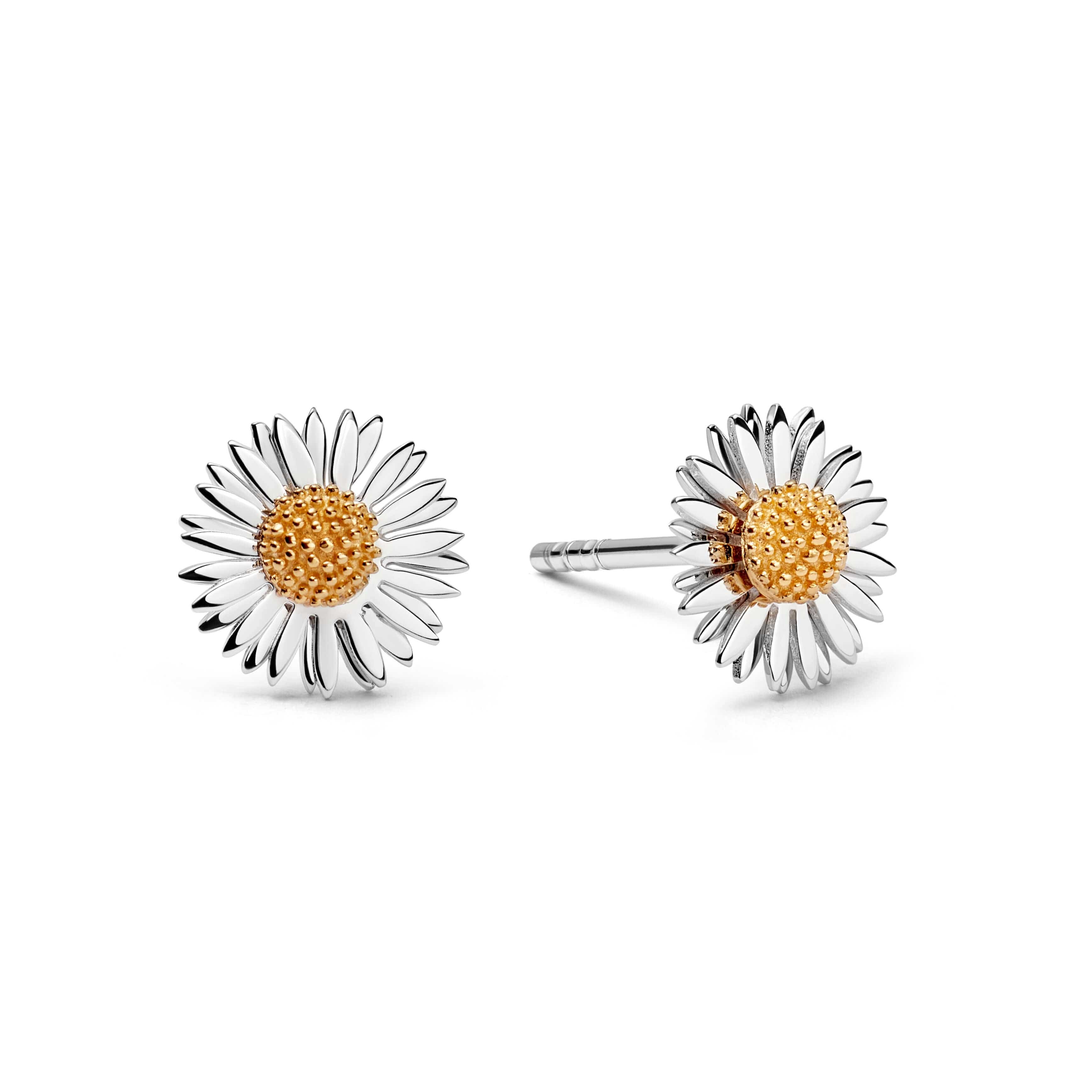 Vintage Daisy 8mm Michaelmas Earrings - Silver