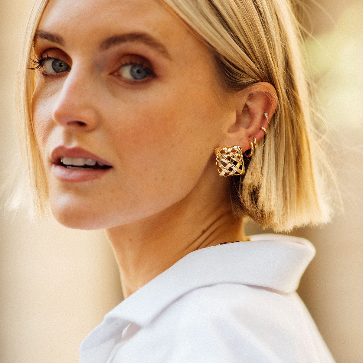 Polly Midi Huggie Earrings - Gold