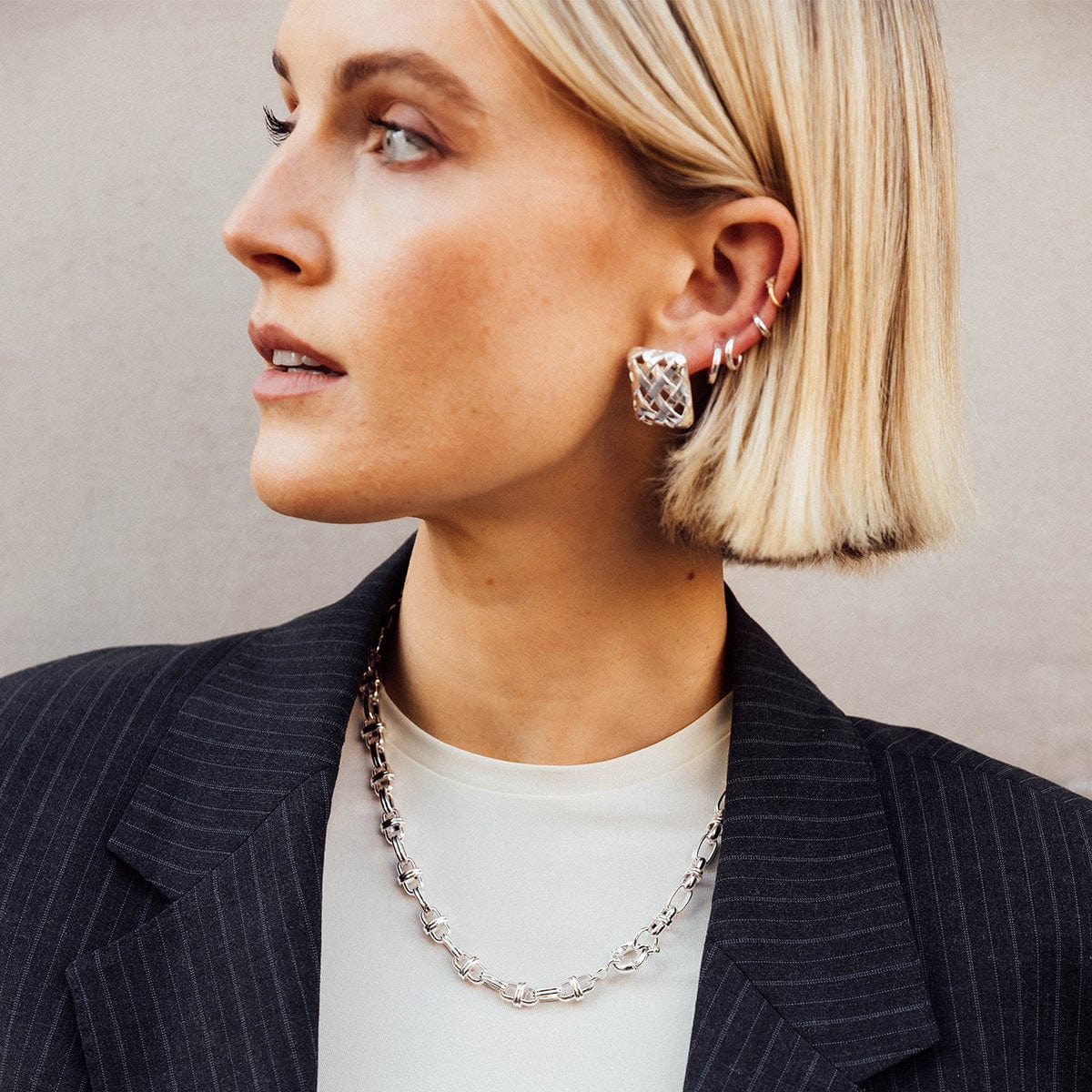 Polly Mini Huggie Earrings - Silver