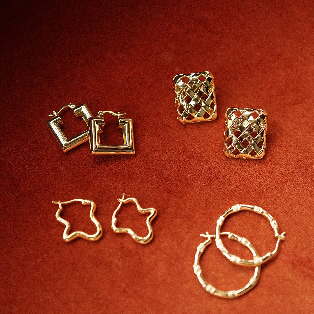 Polly Mini Chubby Square Hoops - Gold