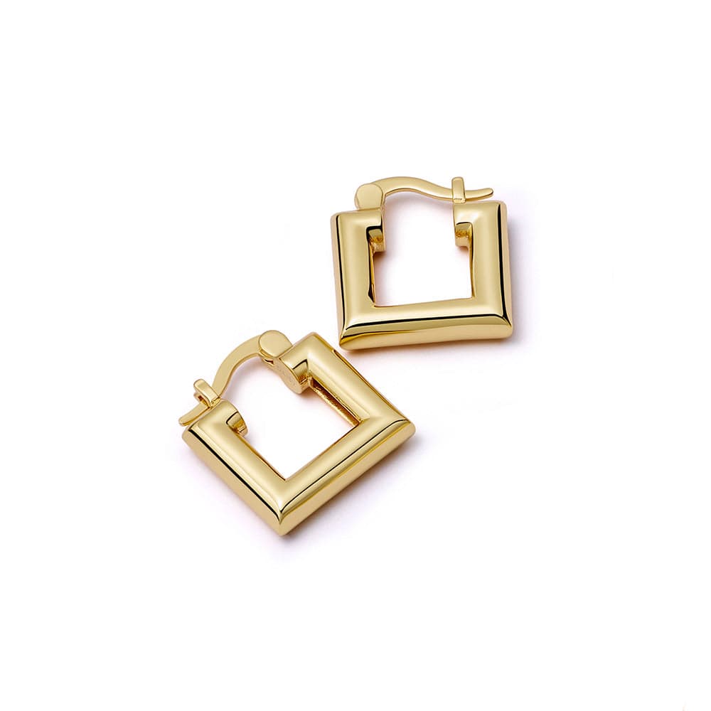 Polly Mini Chubby Square Hoops - Gold