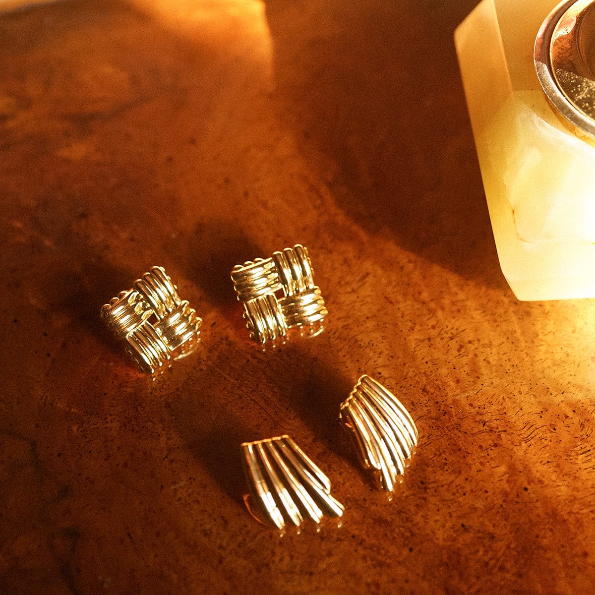 Polly Mini Lattice Stud Earrings - Gold