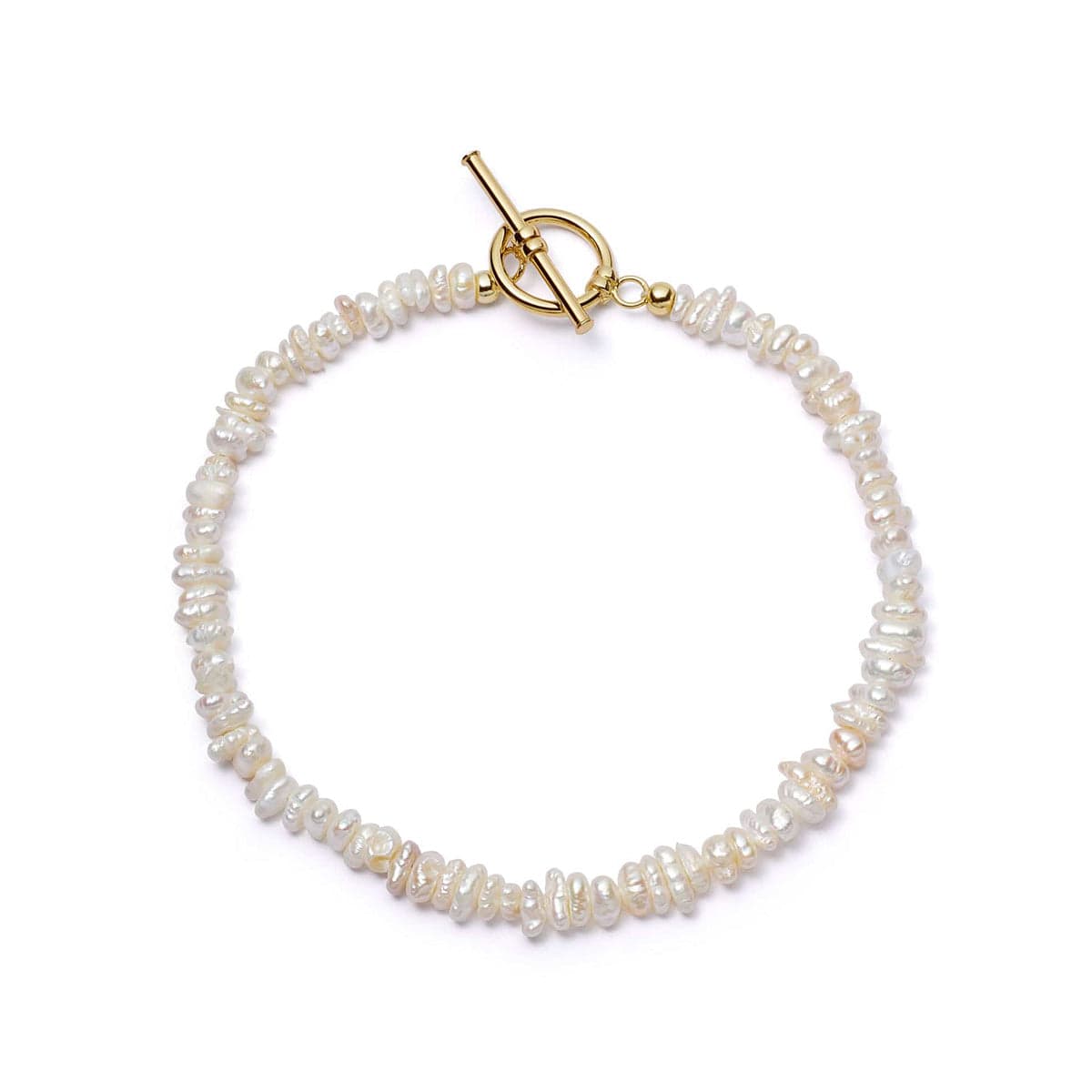 Polly Beach Pearl T Bar Bracelet - Gold