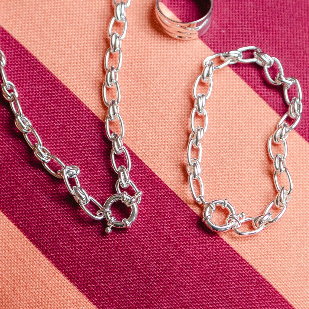 Polly Vintage Link Bracelet - Silver