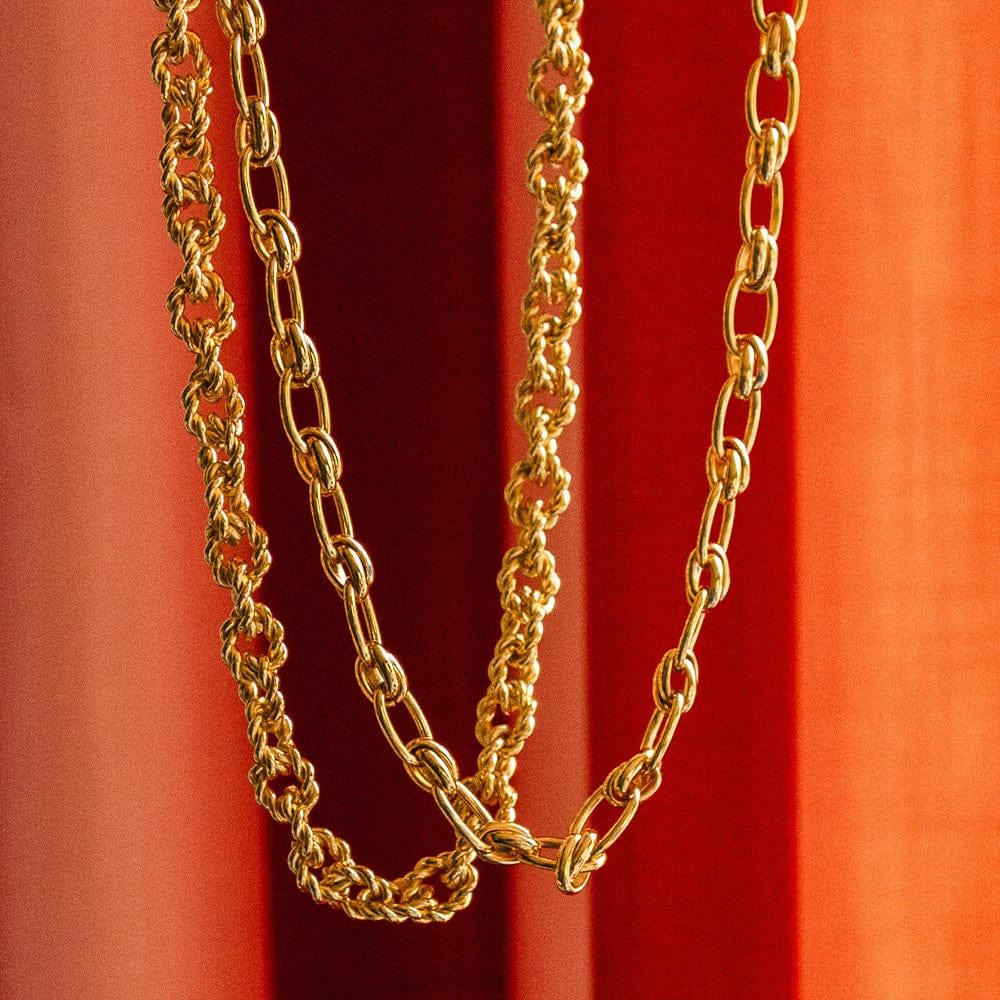 Polly Vintage Link Chain Necklace - Gold