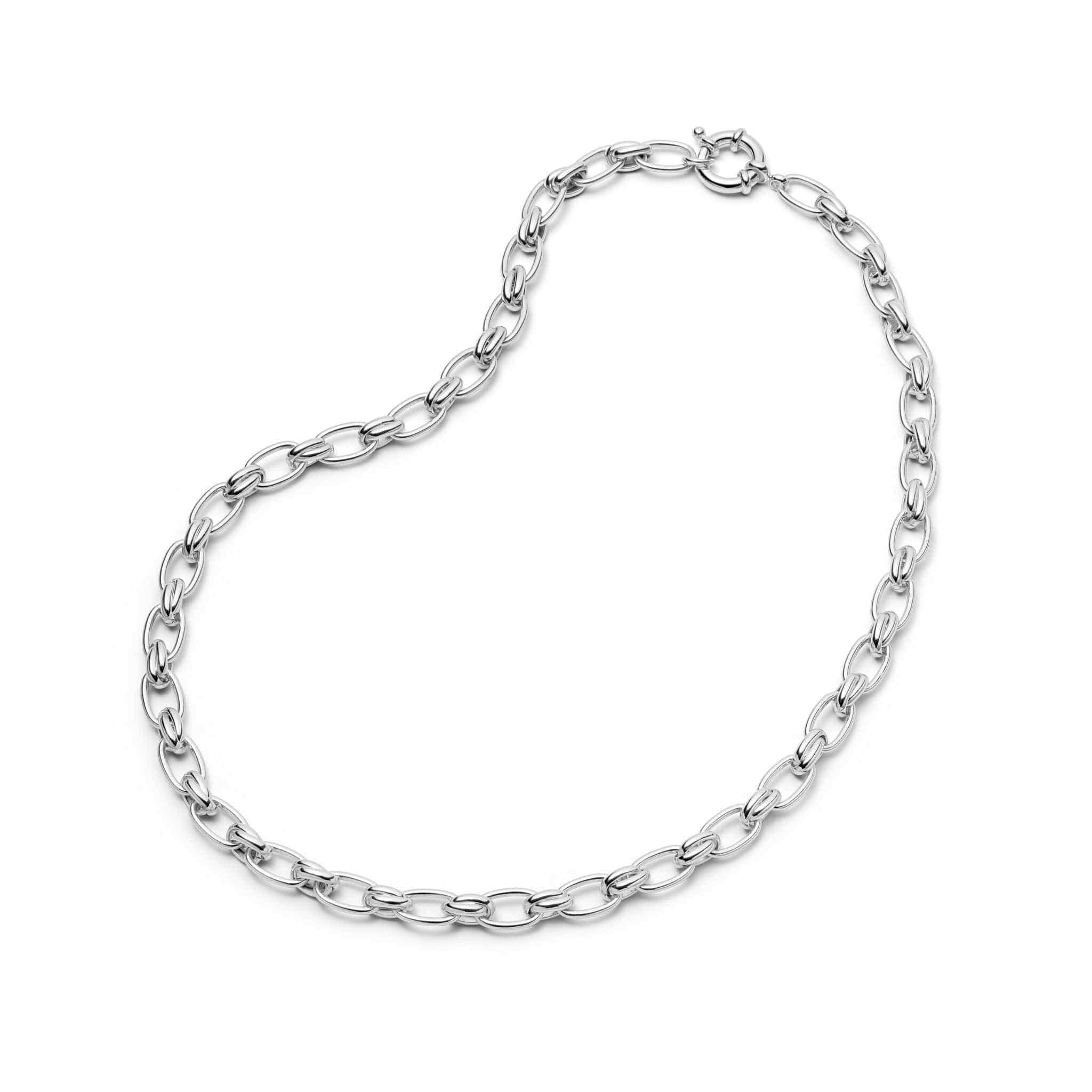 Polly Vintage Link Chain Necklace - Silver