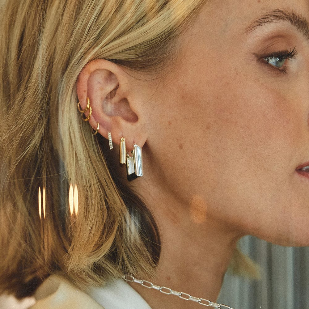 Polly Mini Chubby Square Hoops - Gold