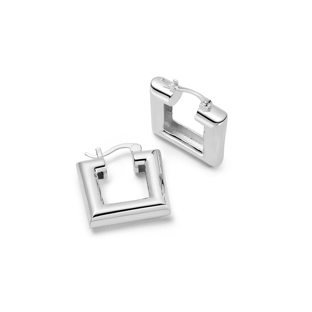 Polly Mini Chubby Square Hoops - Silver
