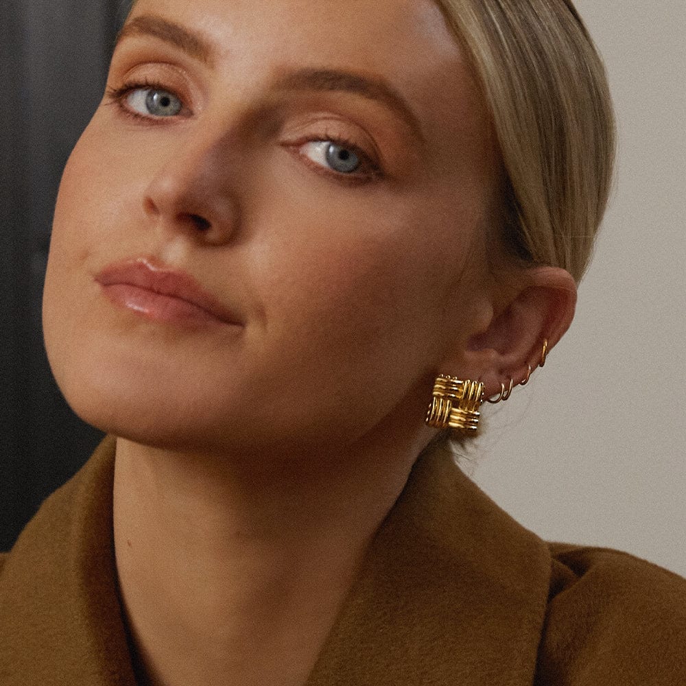 Polly Mini Lattice Stud Earrings - Gold