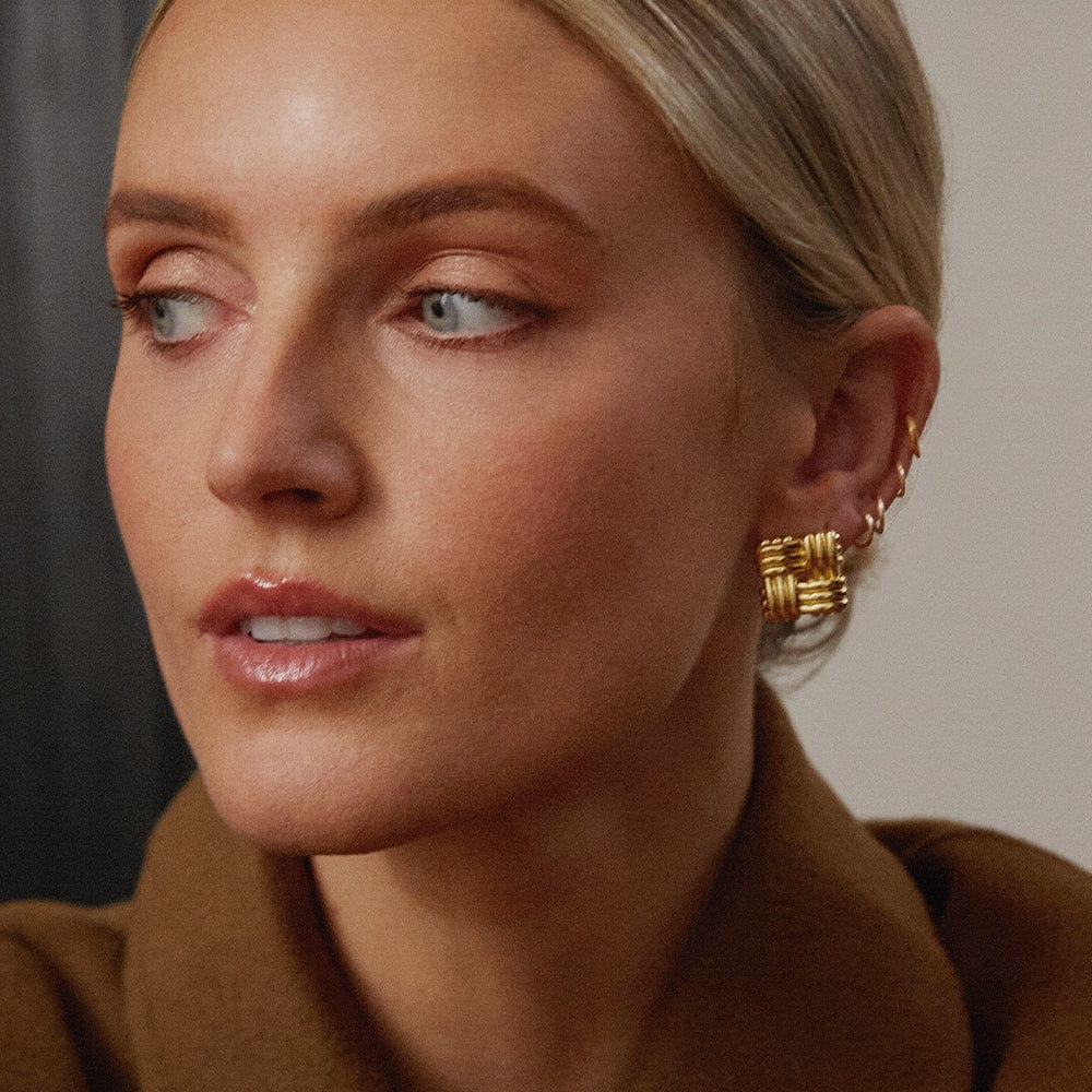Polly Mini Lattice Stud Earrings - Gold