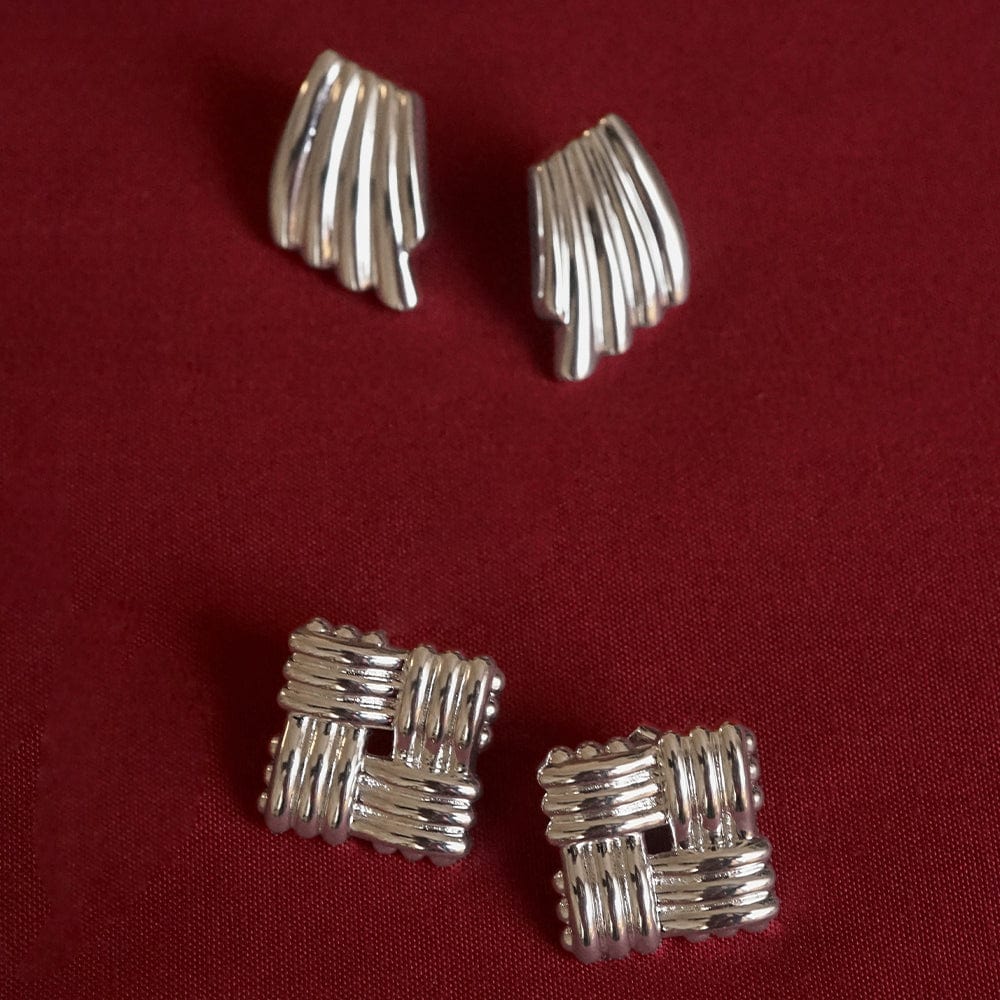 Polly Mini Lattice Stud Earrings - Silver