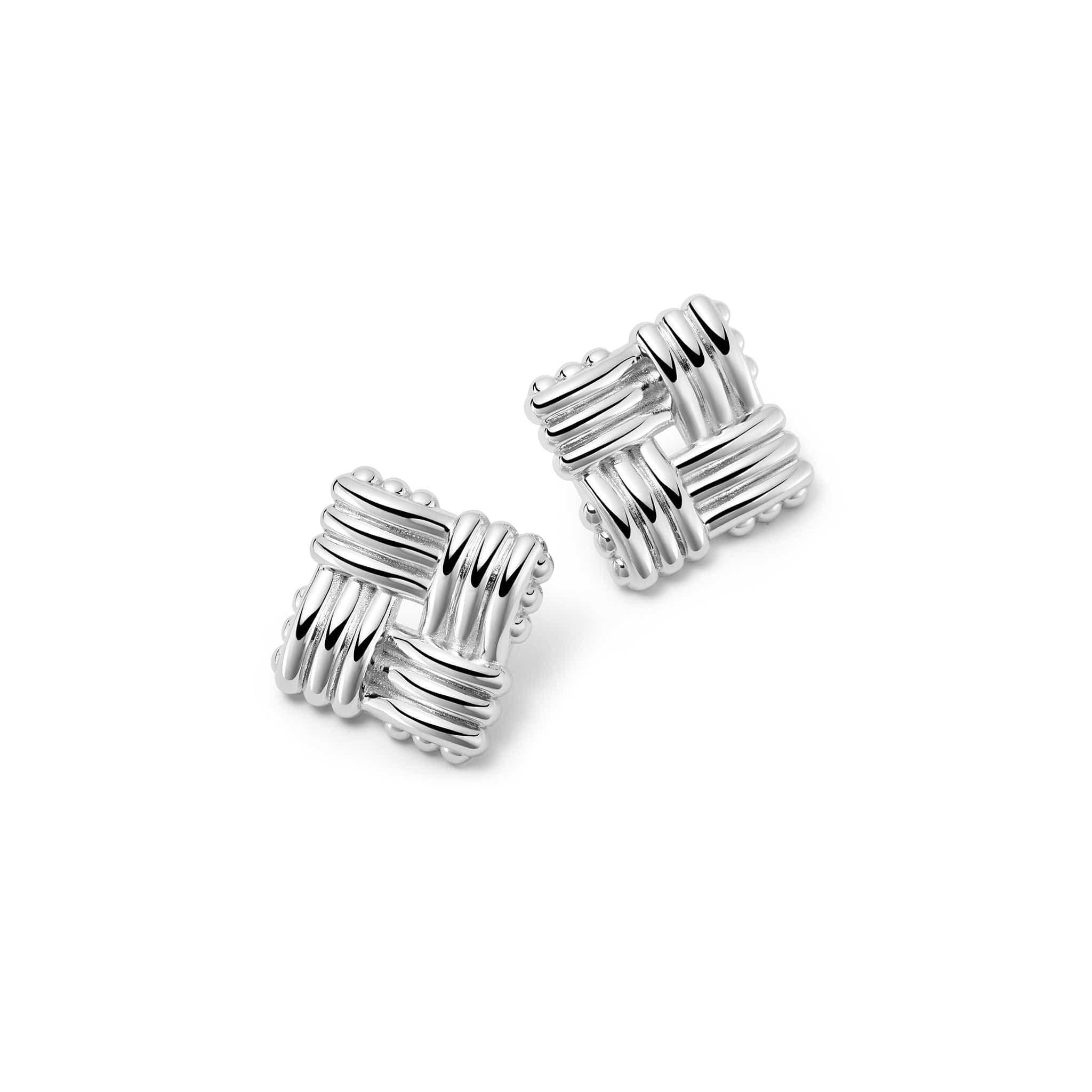 Polly Mini Lattice Stud Earrings - Silver
