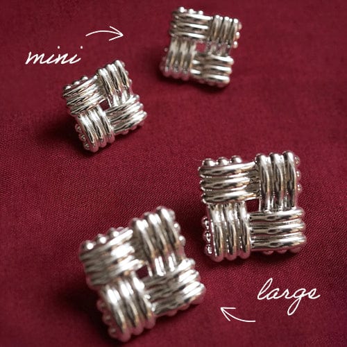 Polly Mini Lattice Stud Earrings - Silver