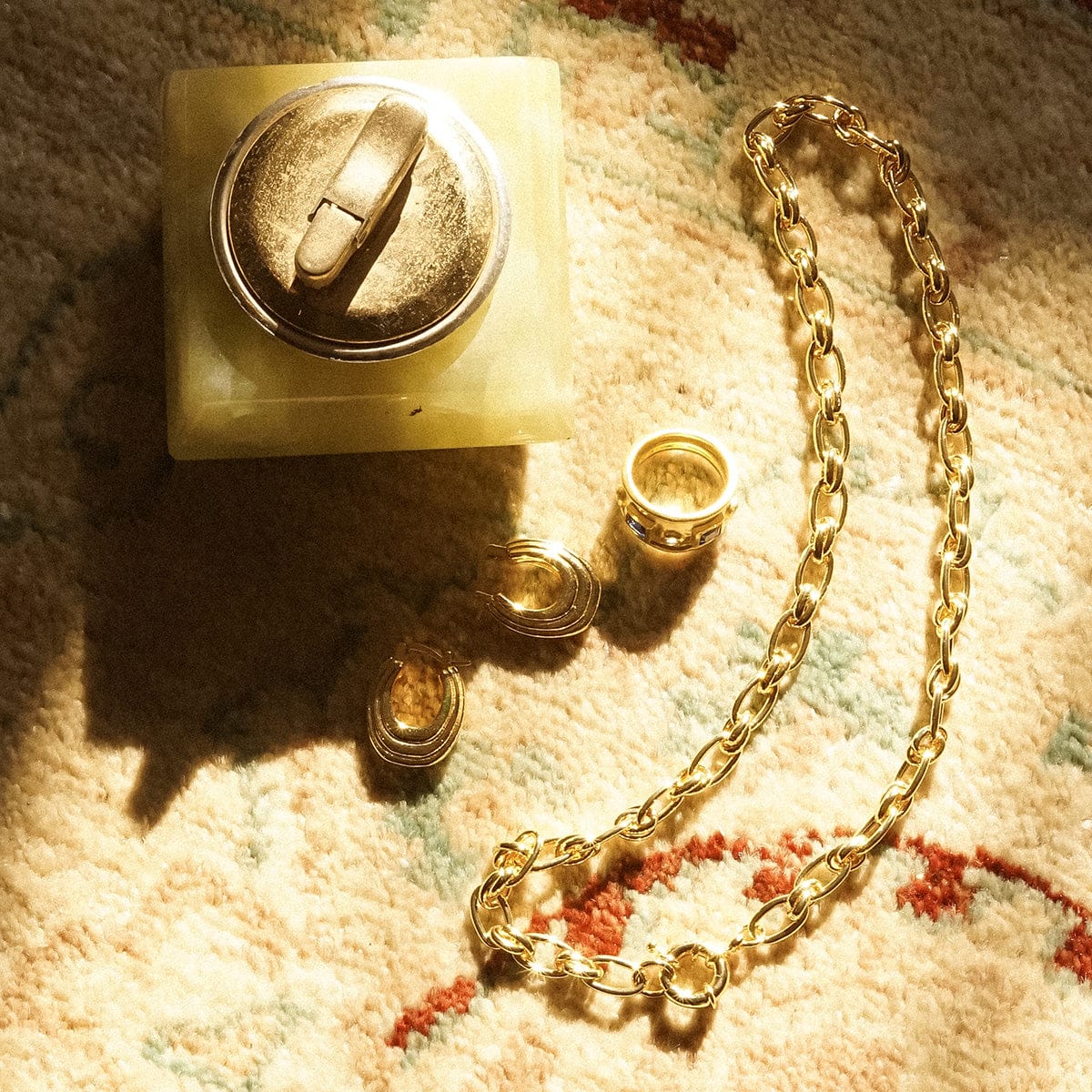 Polly Vintage Link Chain Necklace - Gold
