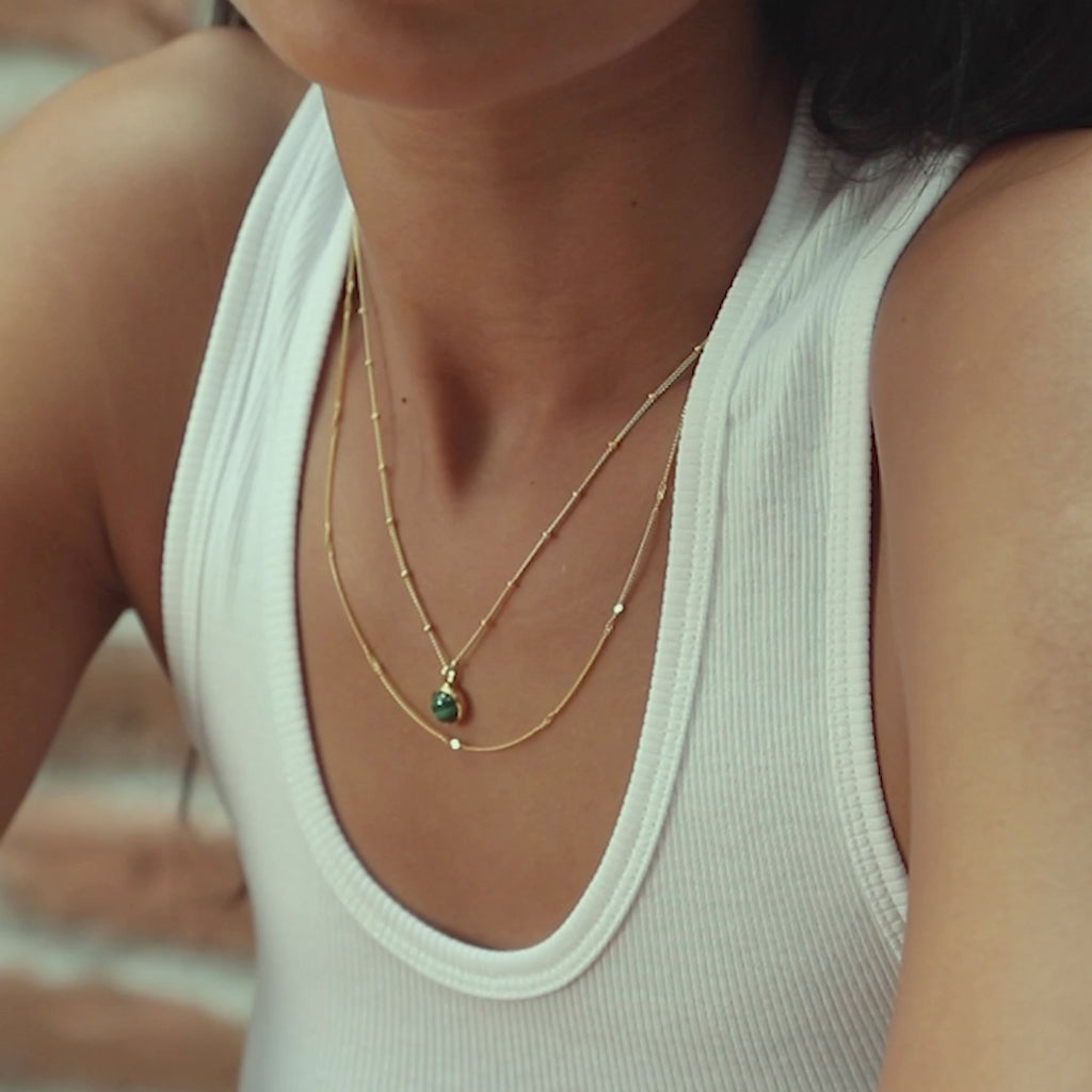 Malachite Healing Stone Necklace - Gold