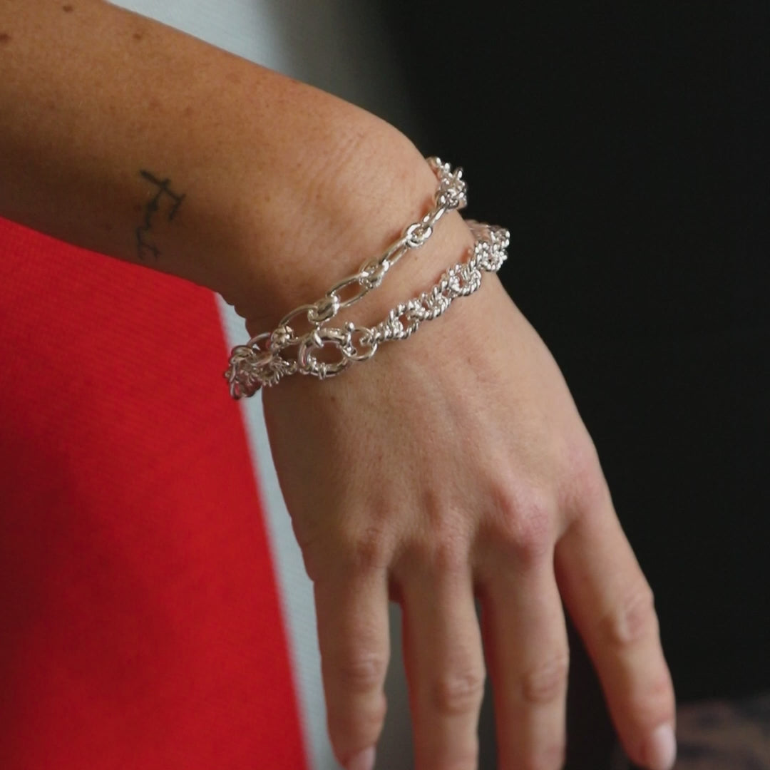 Polly Vintage Link Bracelet - Silver