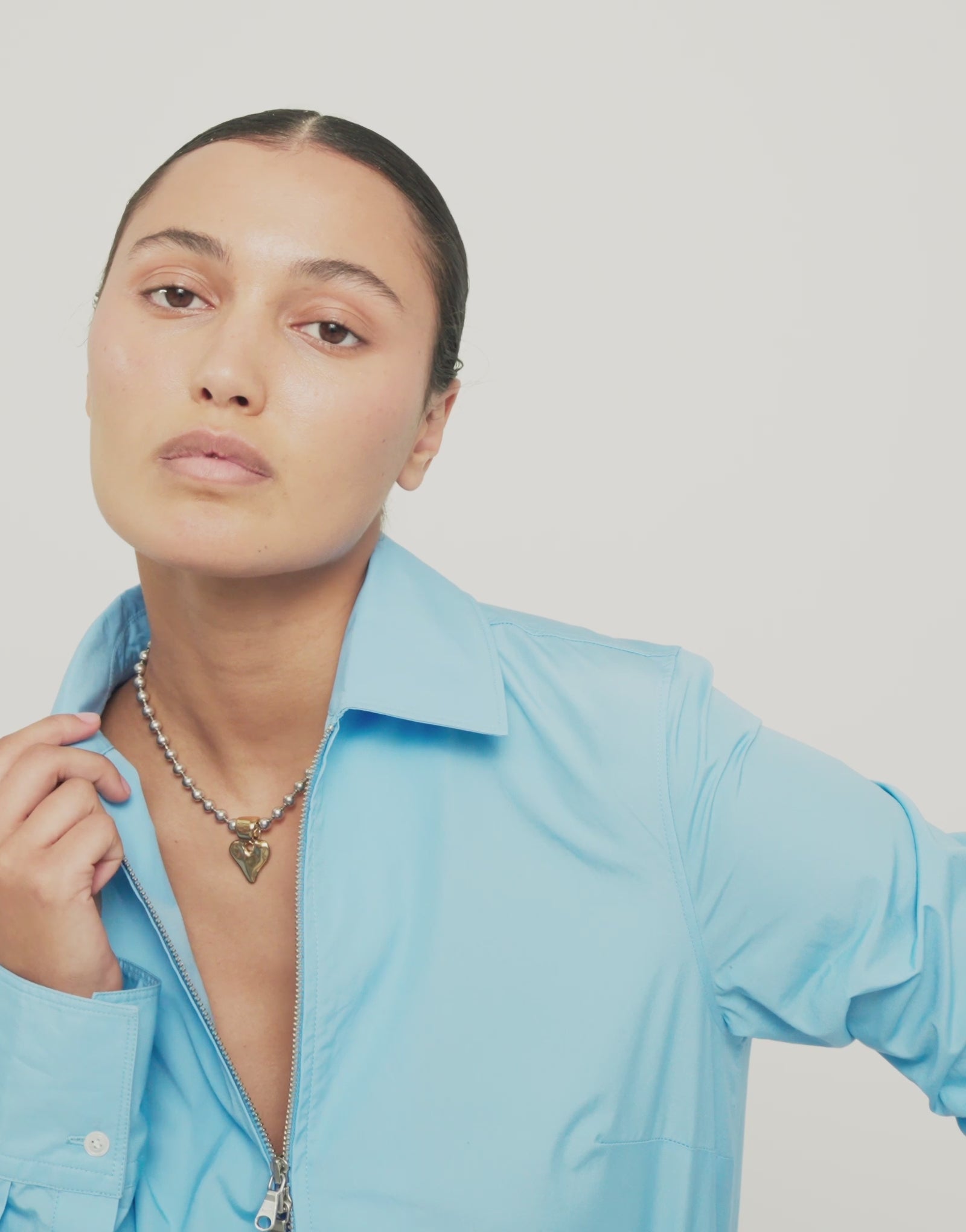 Beaded Short Necklace with Heart Detail