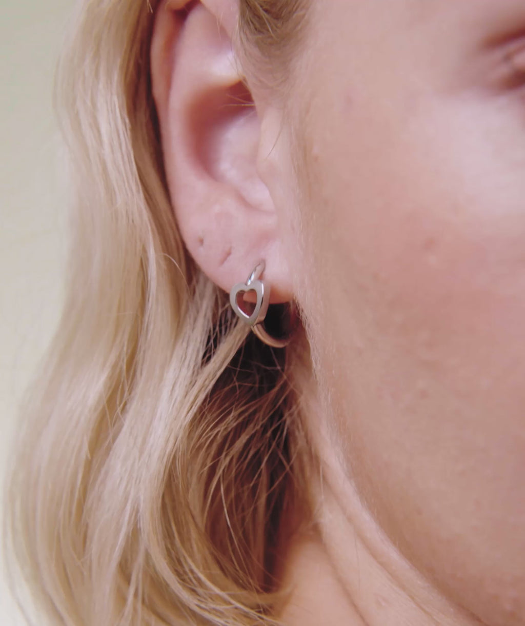 Kindred Interlink Heart Silver Tone Hoop Earrings