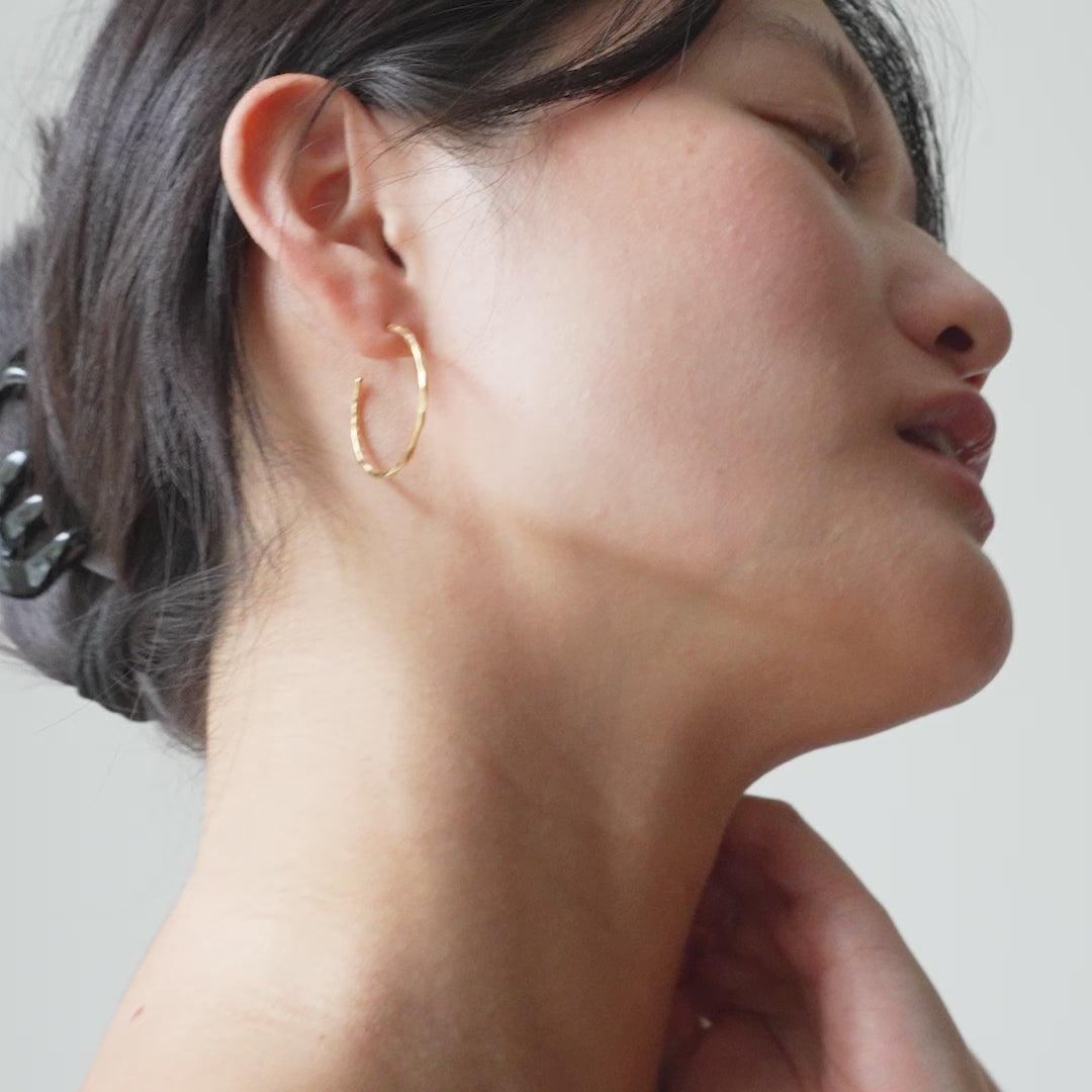 Hoop Earrings, Organic Arena Medium, Gold-Plated