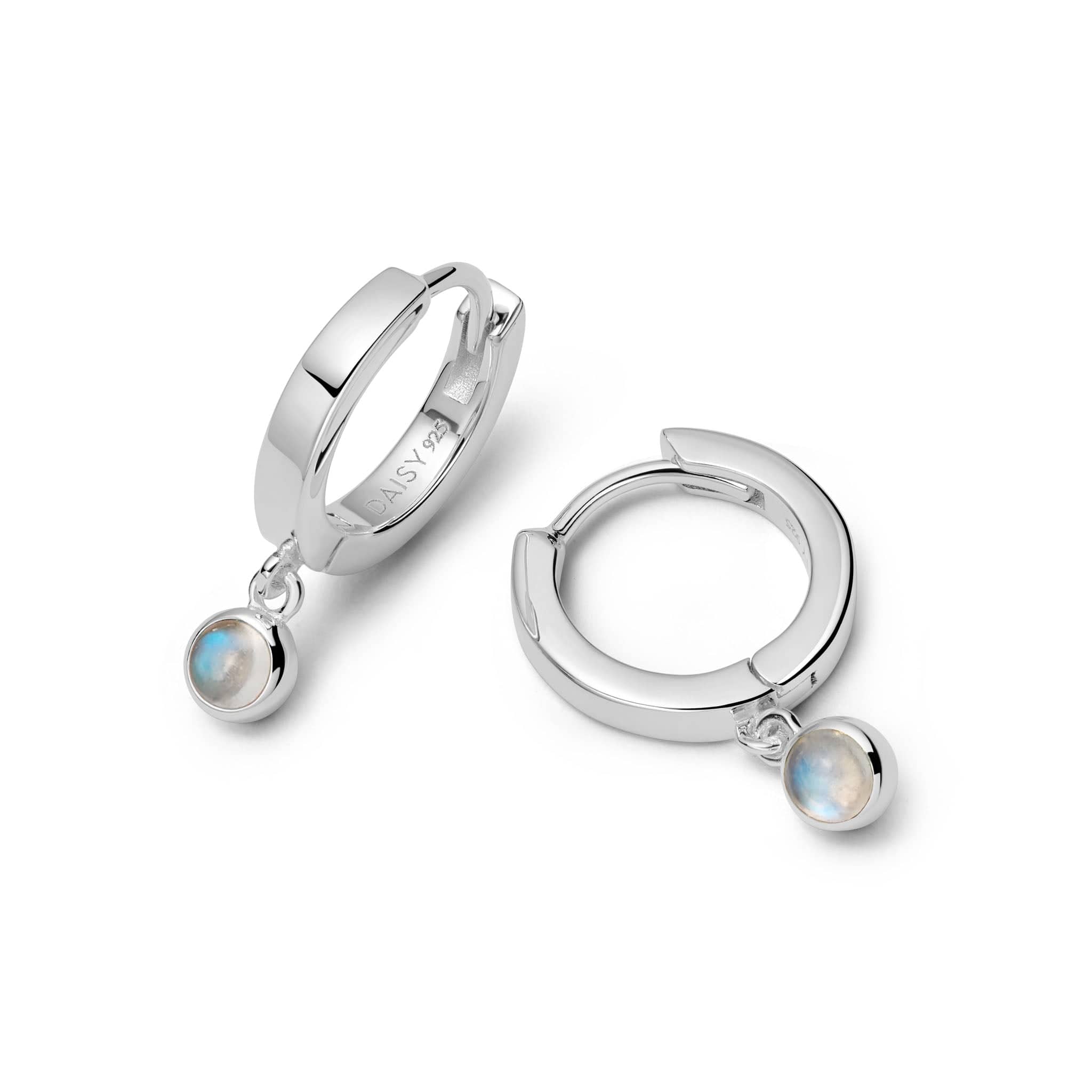 Rainbow Moonstone Healing Huggies - Silver