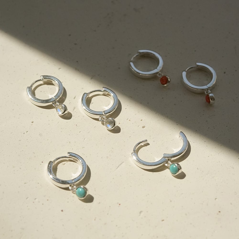 Rainbow Moonstone Healing Huggies - Silver