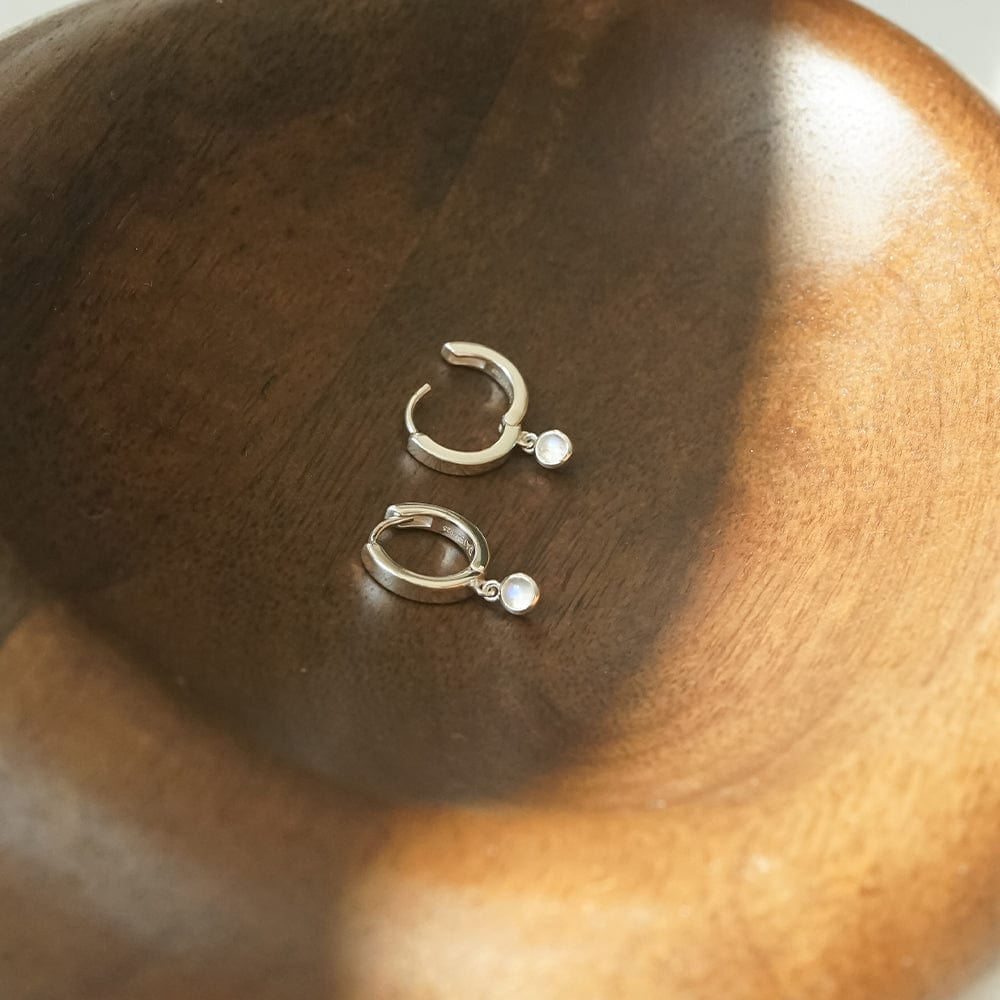 Rainbow Moonstone Healing Huggies - Silver