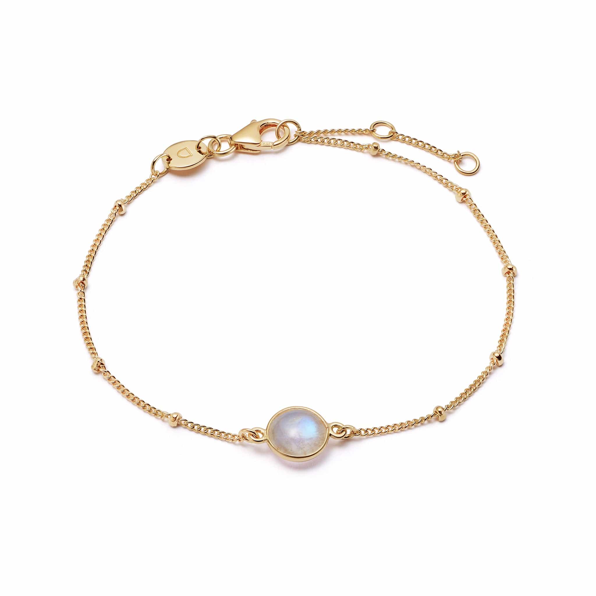 Rainbow Moontstone Healing Stone Bobble Bracelet - Gold