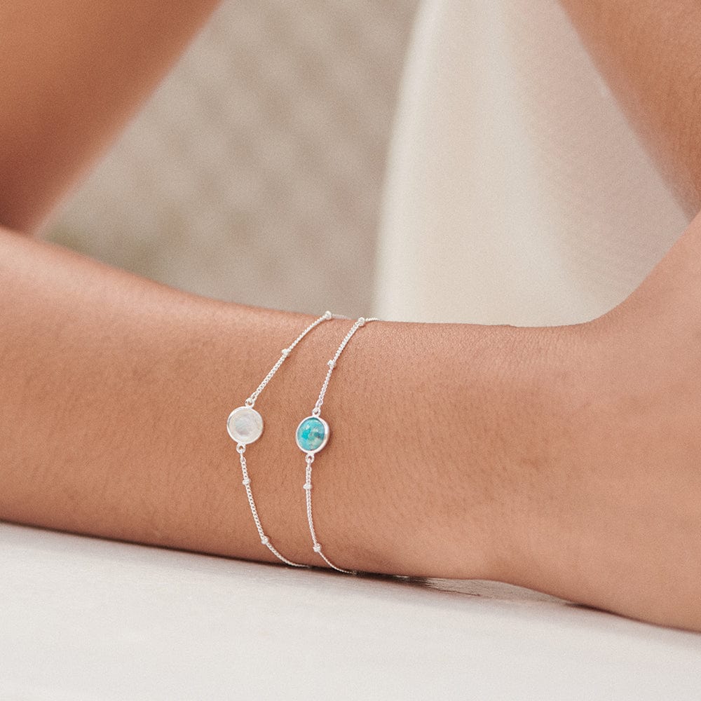 Rainbow Moontstone Healing Stone Bobble Bracelet - Silver