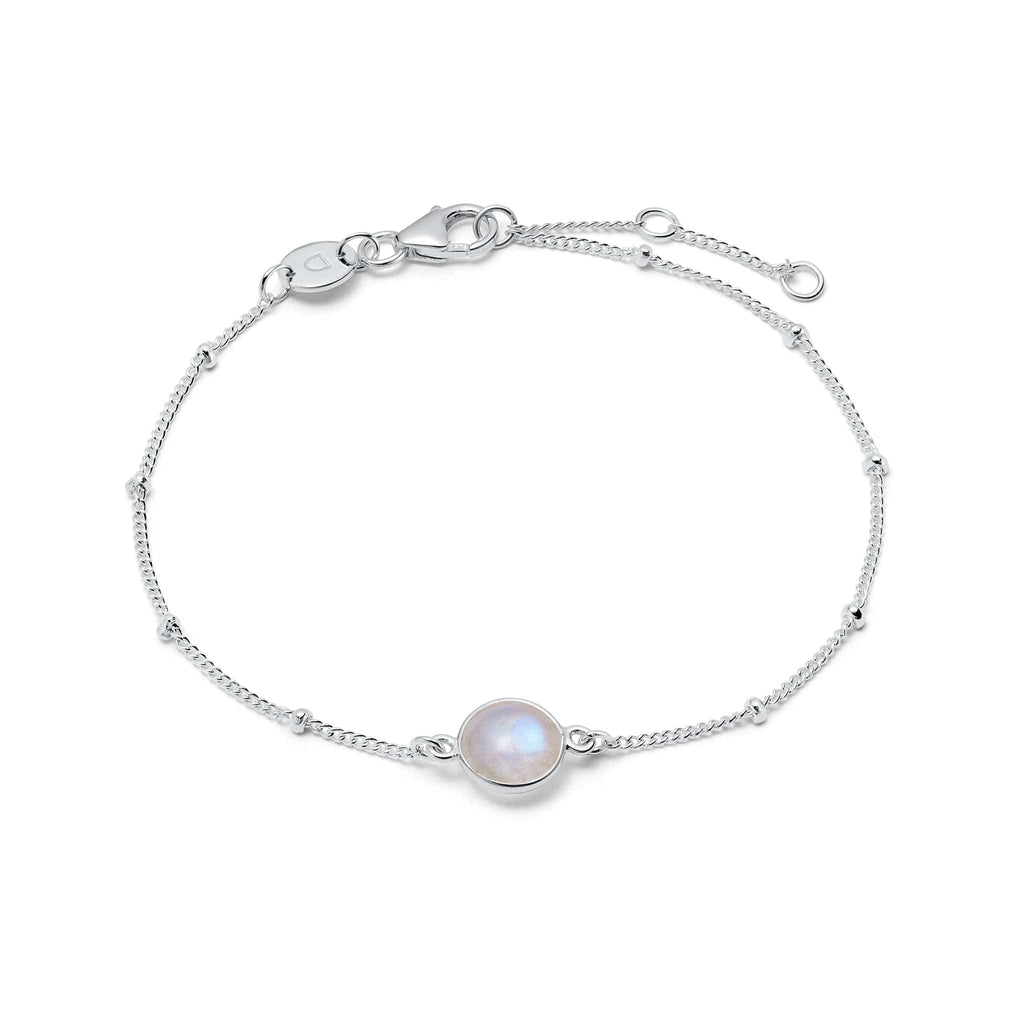 Rainbow Moontstone Healing Stone Bobble Bracelet - Silver