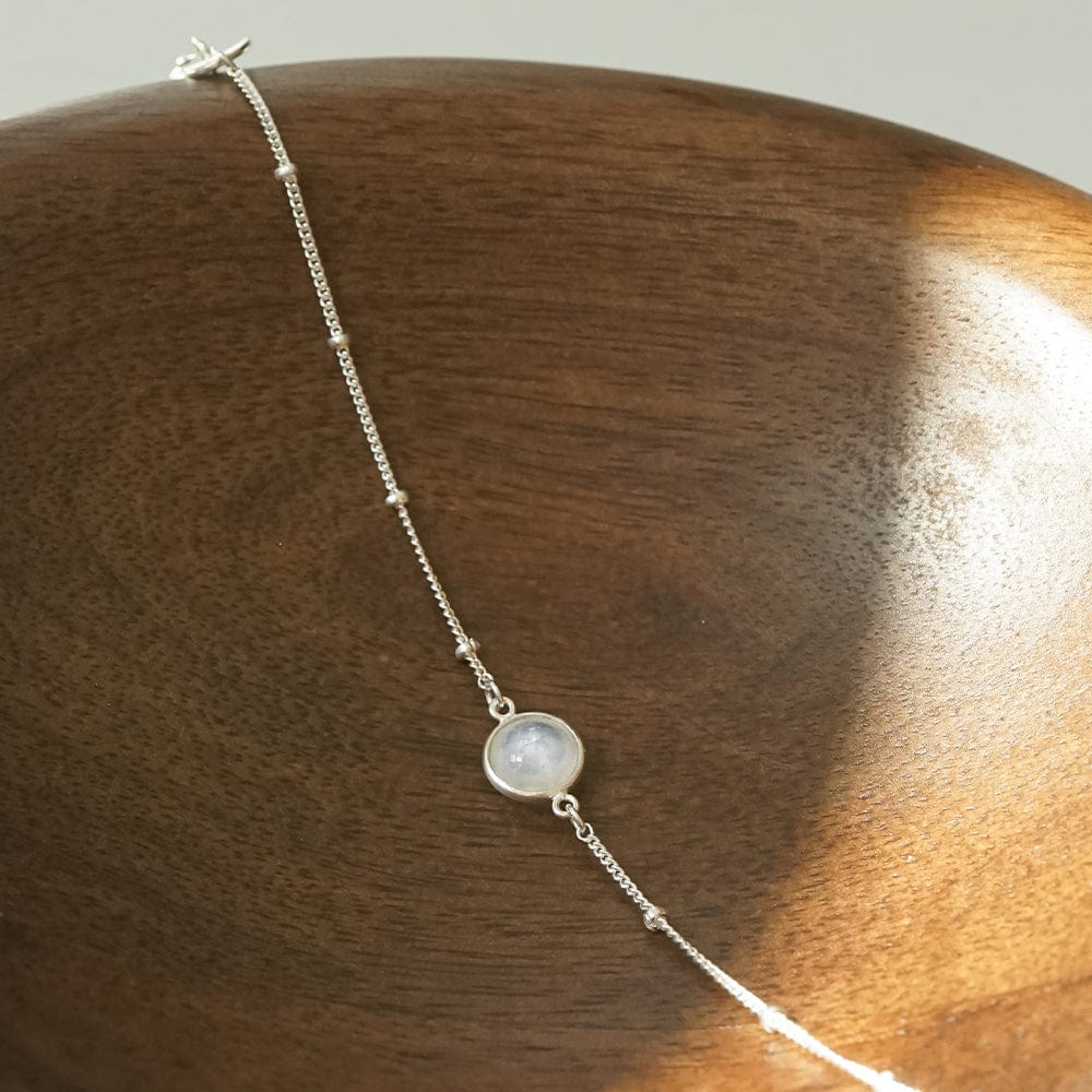 Rainbow Moontstone Healing Stone Bobble Bracelet - Silver