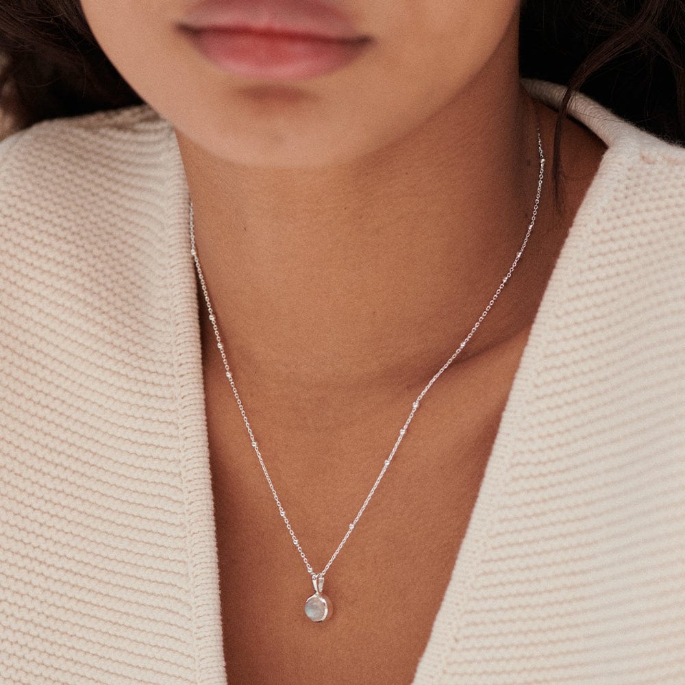 Rainbow Moonstone Healing Stone Necklace - Silver