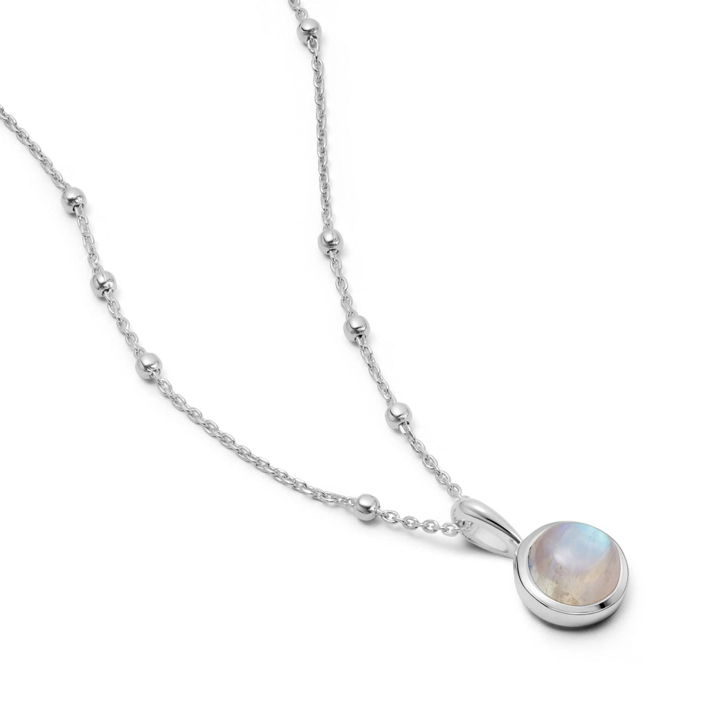 Rainbow Moonstone Healing Stone Necklace - Silver