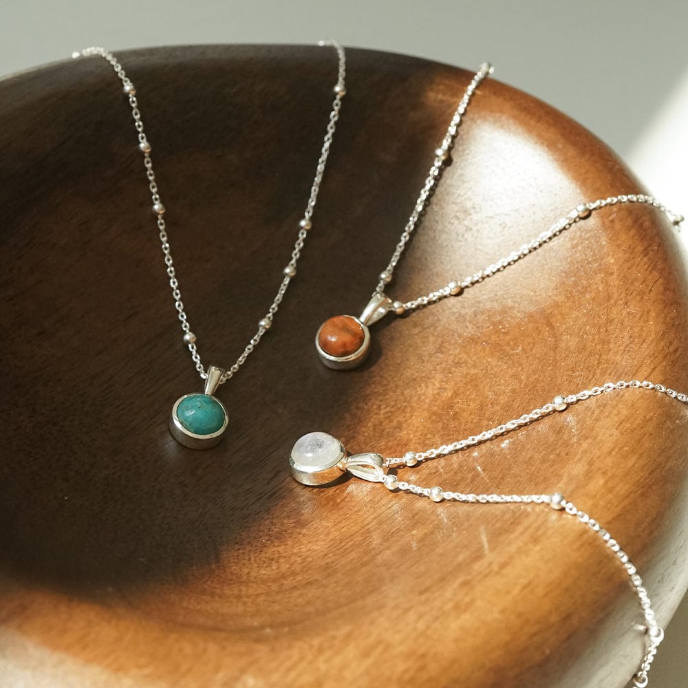 Rainbow Moonstone Healing Stone Necklace - Silver